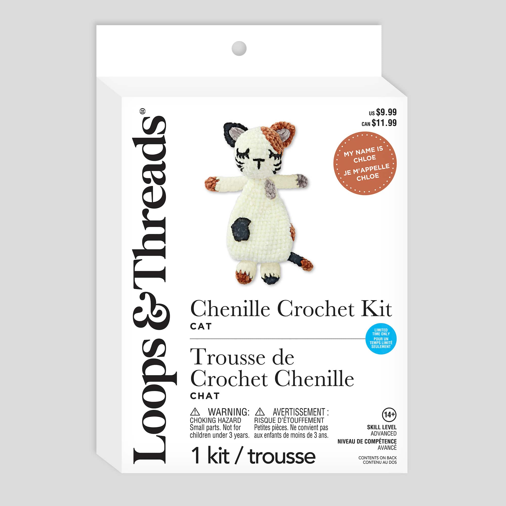 8.5&#x22; Chloe the Cat Chenille Crochet Kit by Loops &#x26; Threads&#xAE;