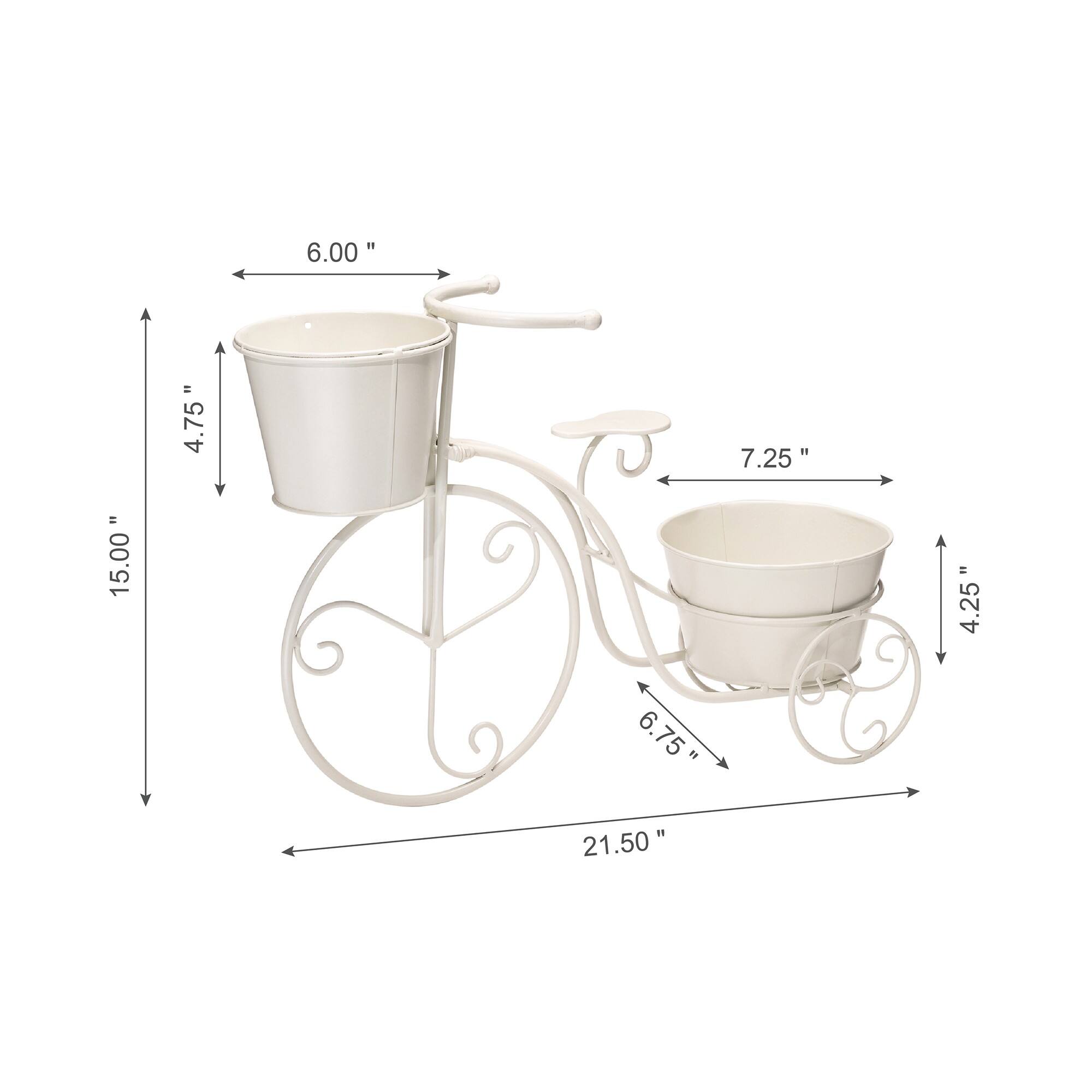 Glitzhome® 21.5'' White Metal Bicycle Plant Stand