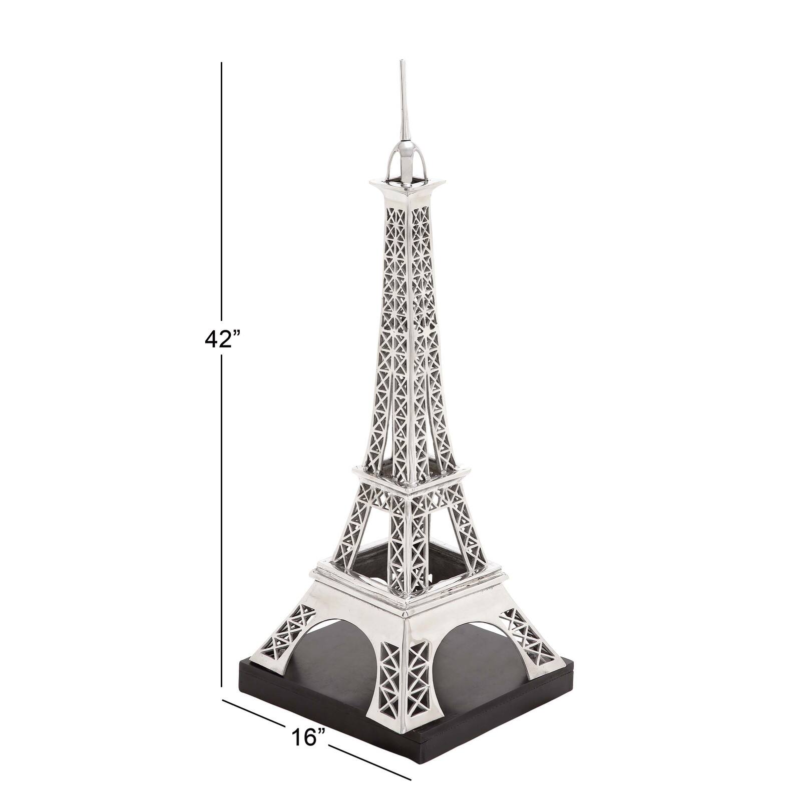 42" Silver Aluminum Eiffel Tower Sculpture
