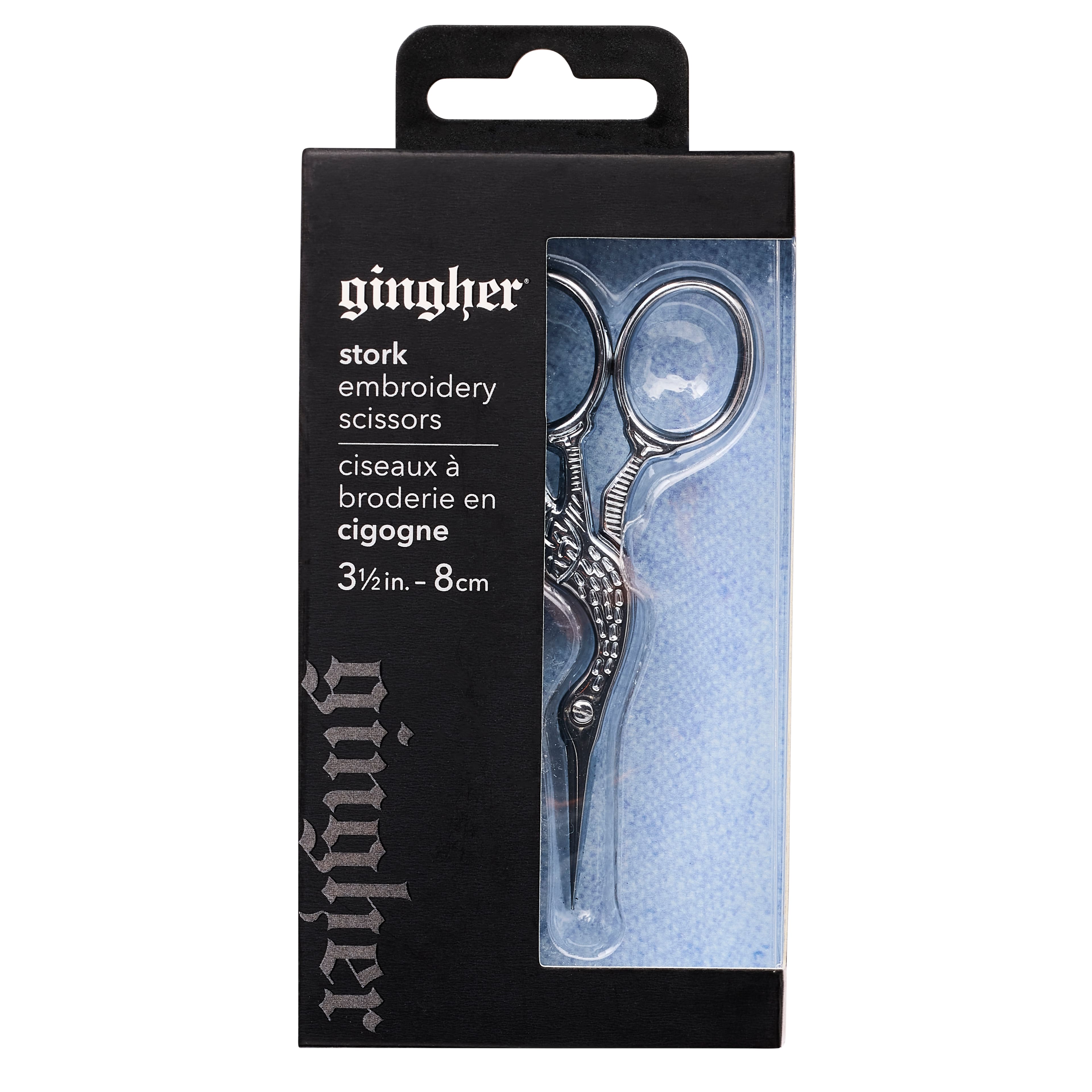 Gingher G-CST 3-1/2 inch Stork Embroidery Scissors (Chrome Handle)