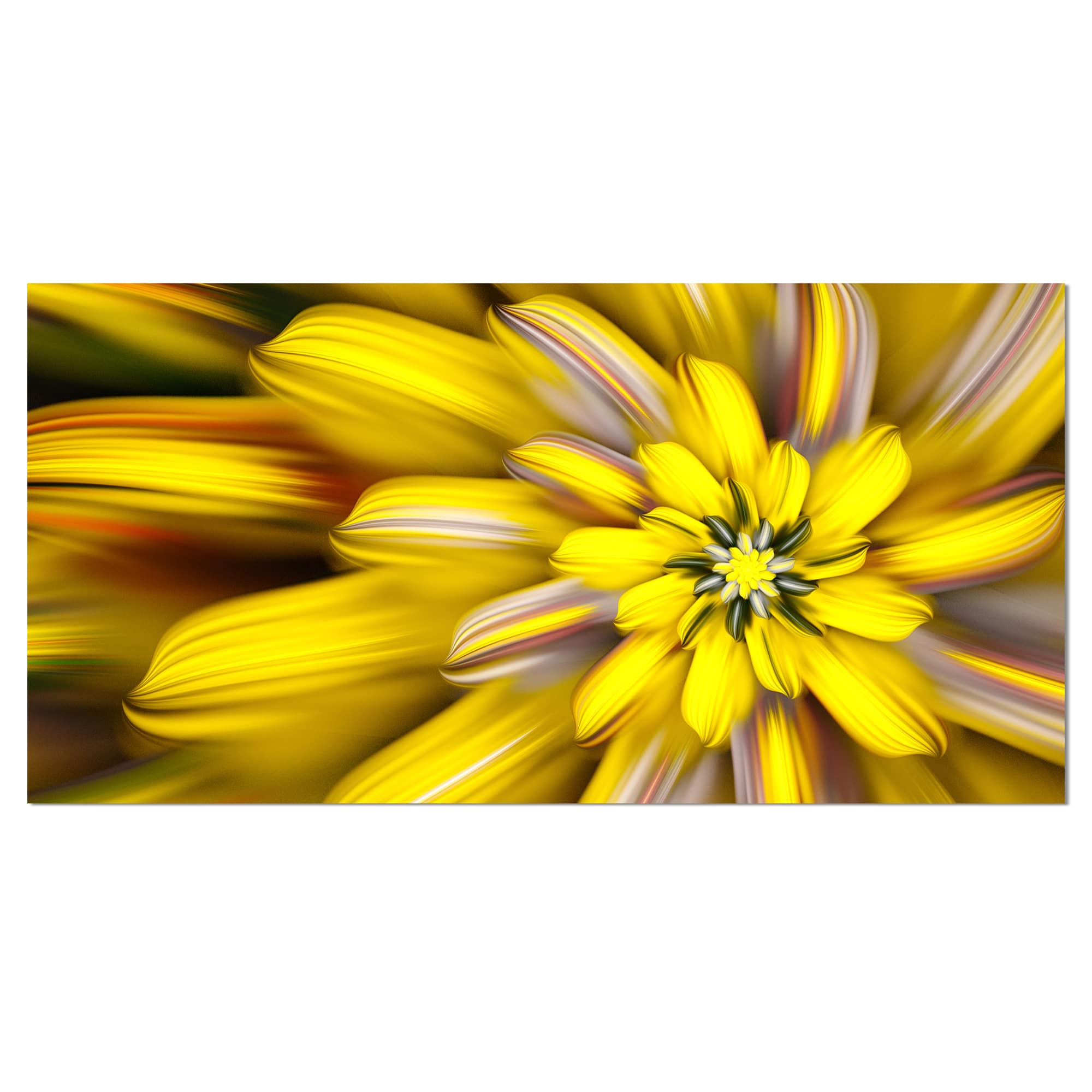 Designart - Massive Yellow Fractal Flower - Floral Canvas Art Print
