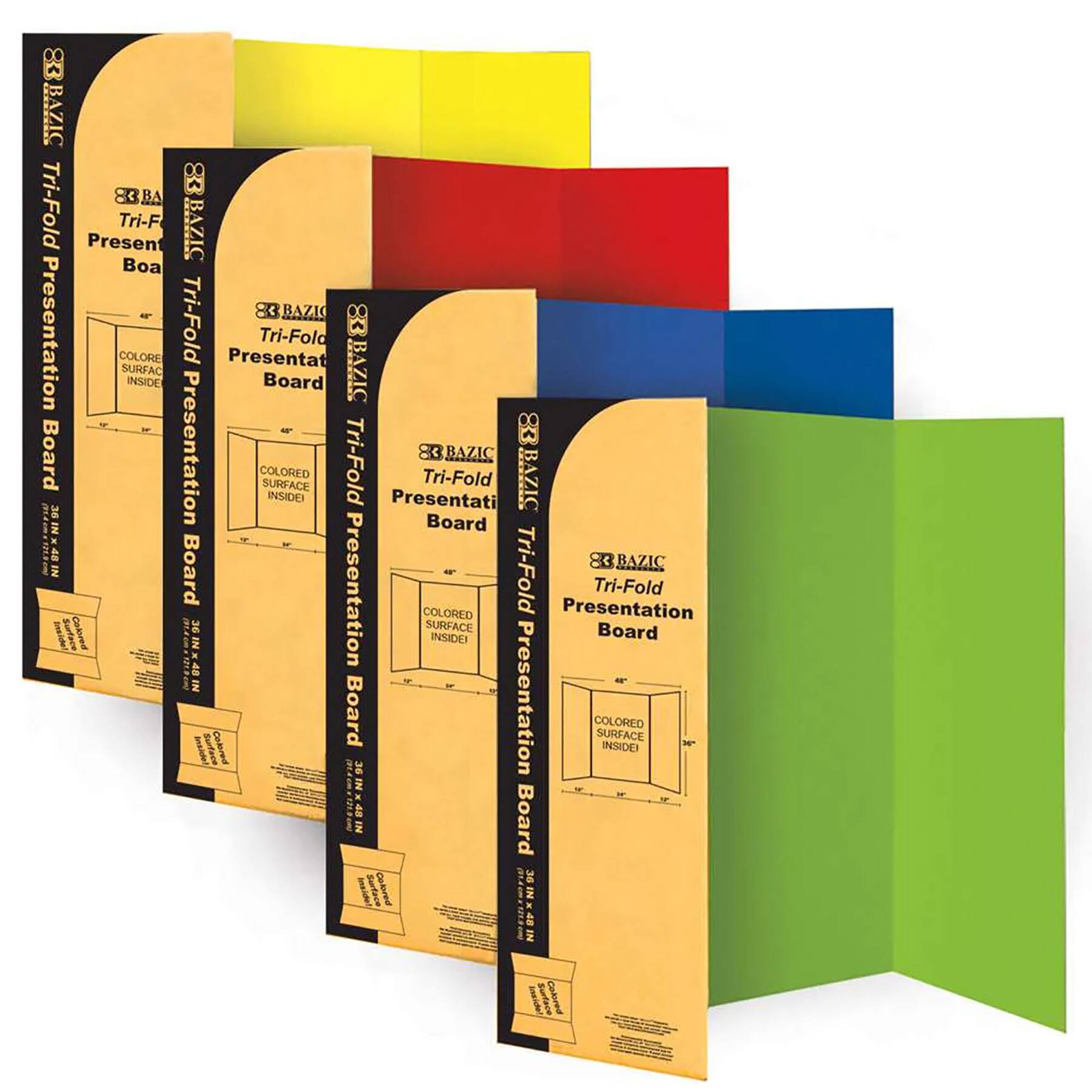 BAZIC Products® 36" x 48" Multicolor Tri-Fold Corrugated Presentation Boards, 24ct.