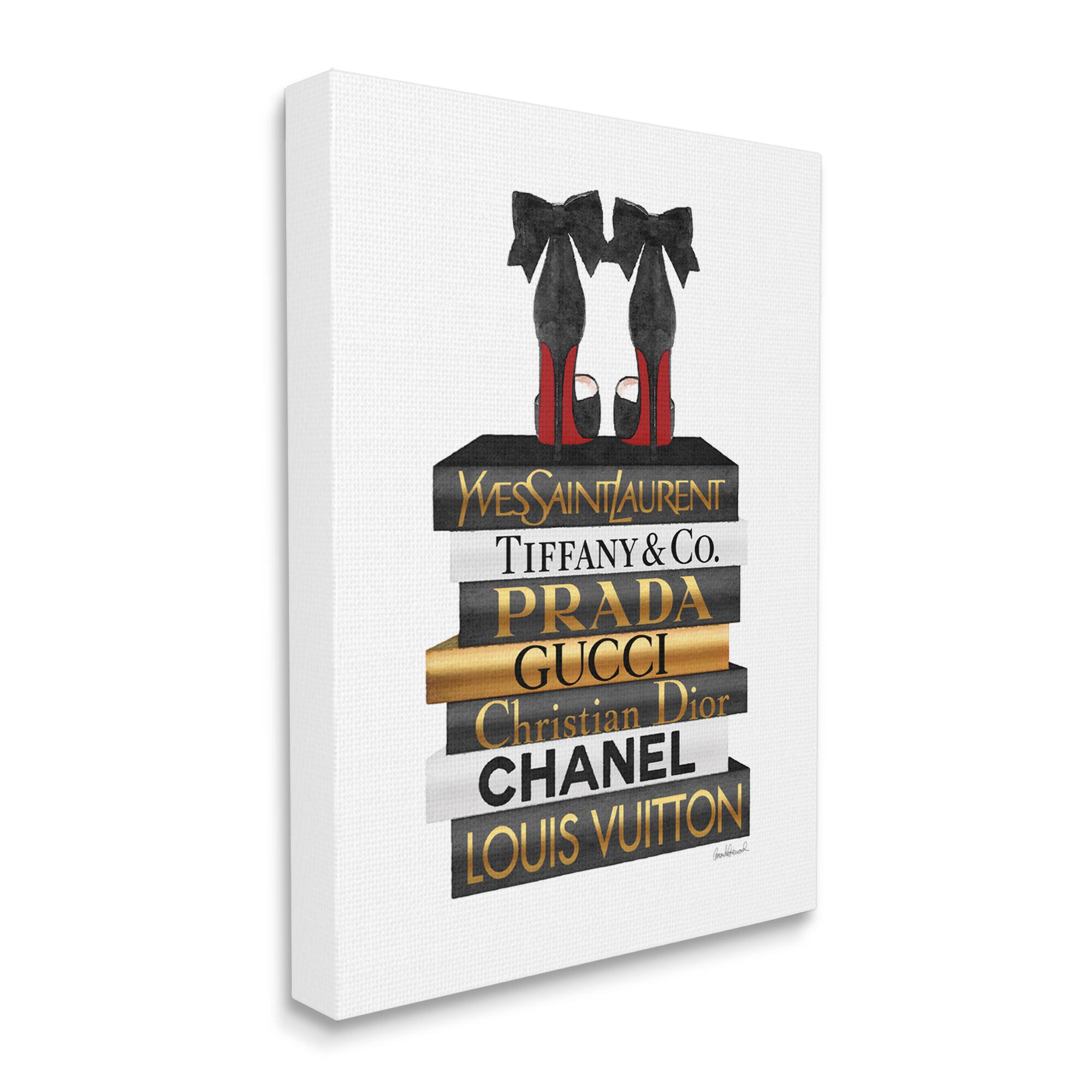 Stupell Industries Red Bottom Heels Glam Fashion Bookstack Canvas Wall Art