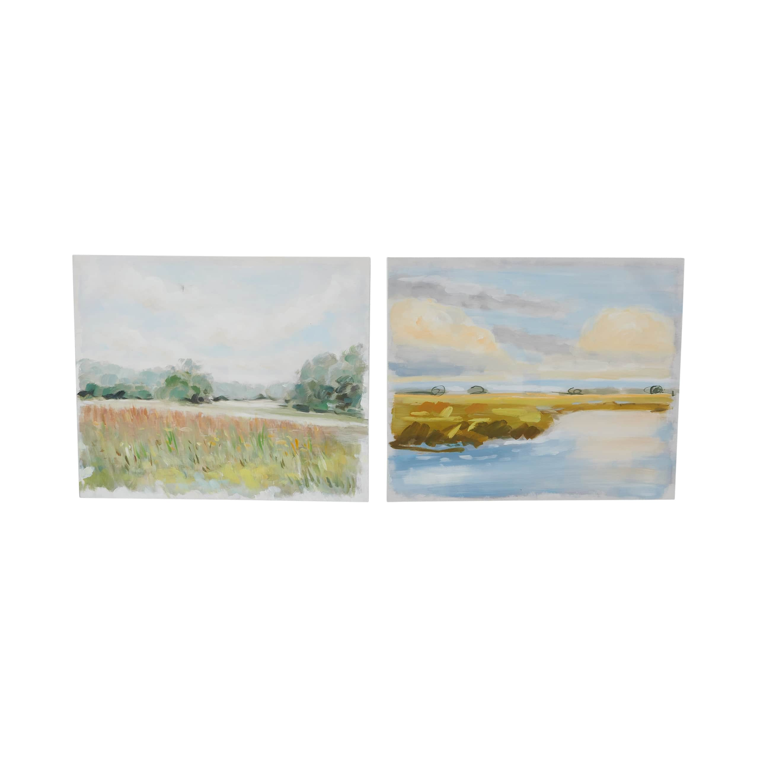 Multicolor Hand Painted Landscape Canvas Wall Art Set