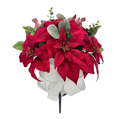 Magnolia, Poinsettia & Plaid Christmas Ribbon Remembrance Cone by Ashland®