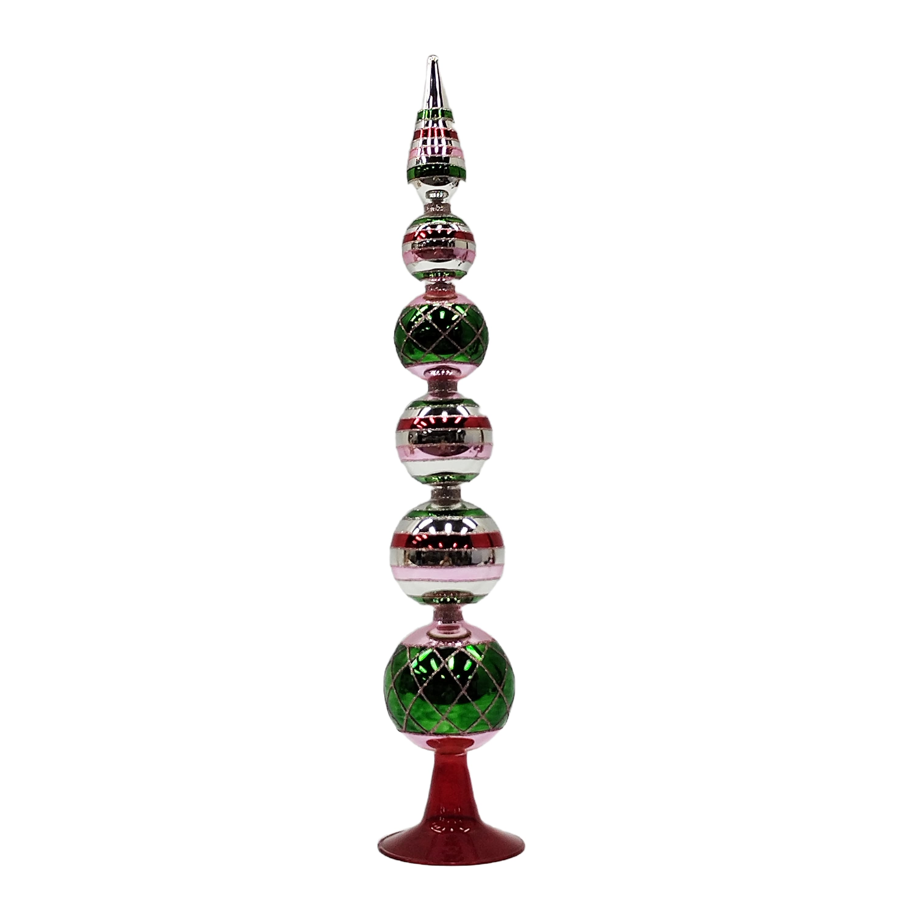 Green &#x26; Pink Layered Glass Finial Ornament Tabletop D&#xE9;cor by Ashland&#xAE;