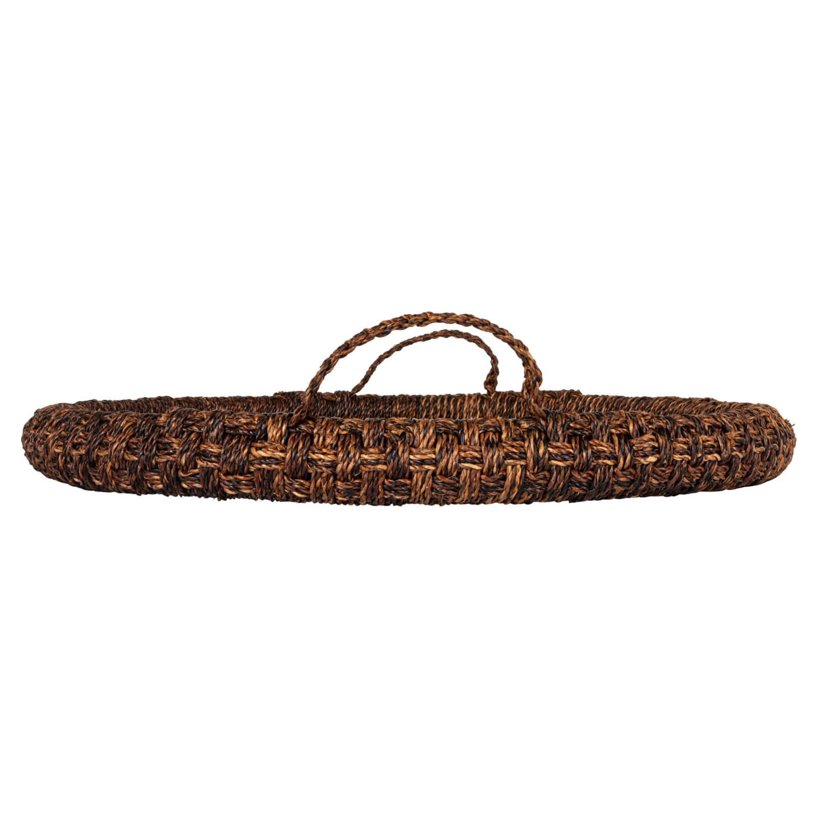 Hello Honey&#xAE; 29&#x22; Dark Brown Artisanal Bankuan Braided Tray with Handles