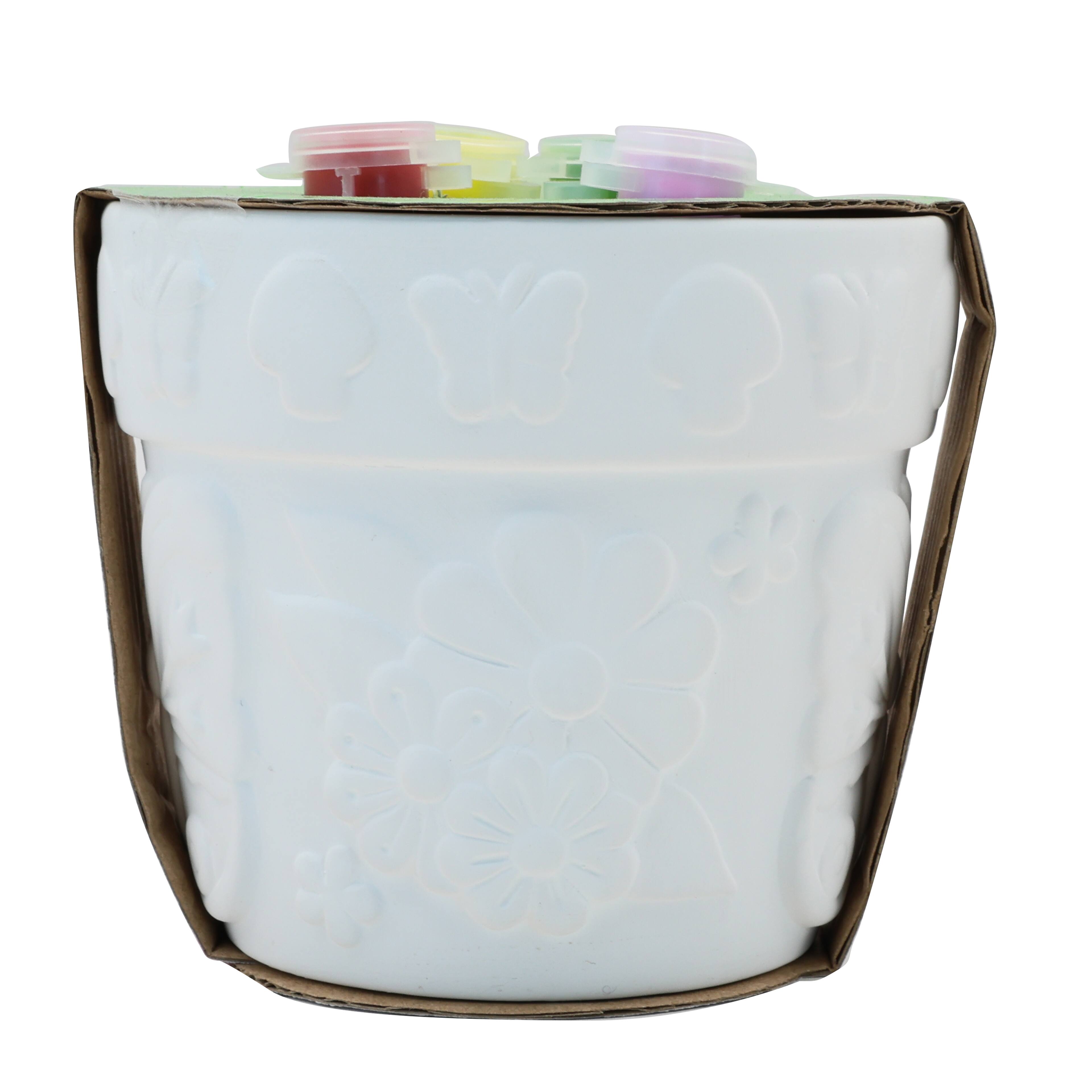 Paint Your Own 3D Embossed Ceramic Butterfly Flower Pot Kit by