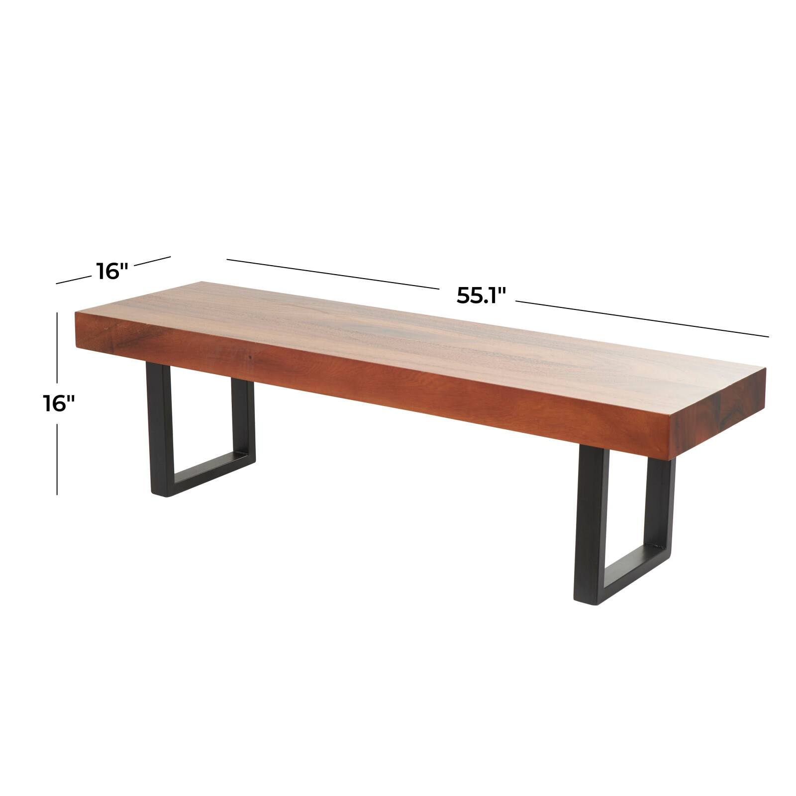 5ft. Wood Bench with Black Metal Legs