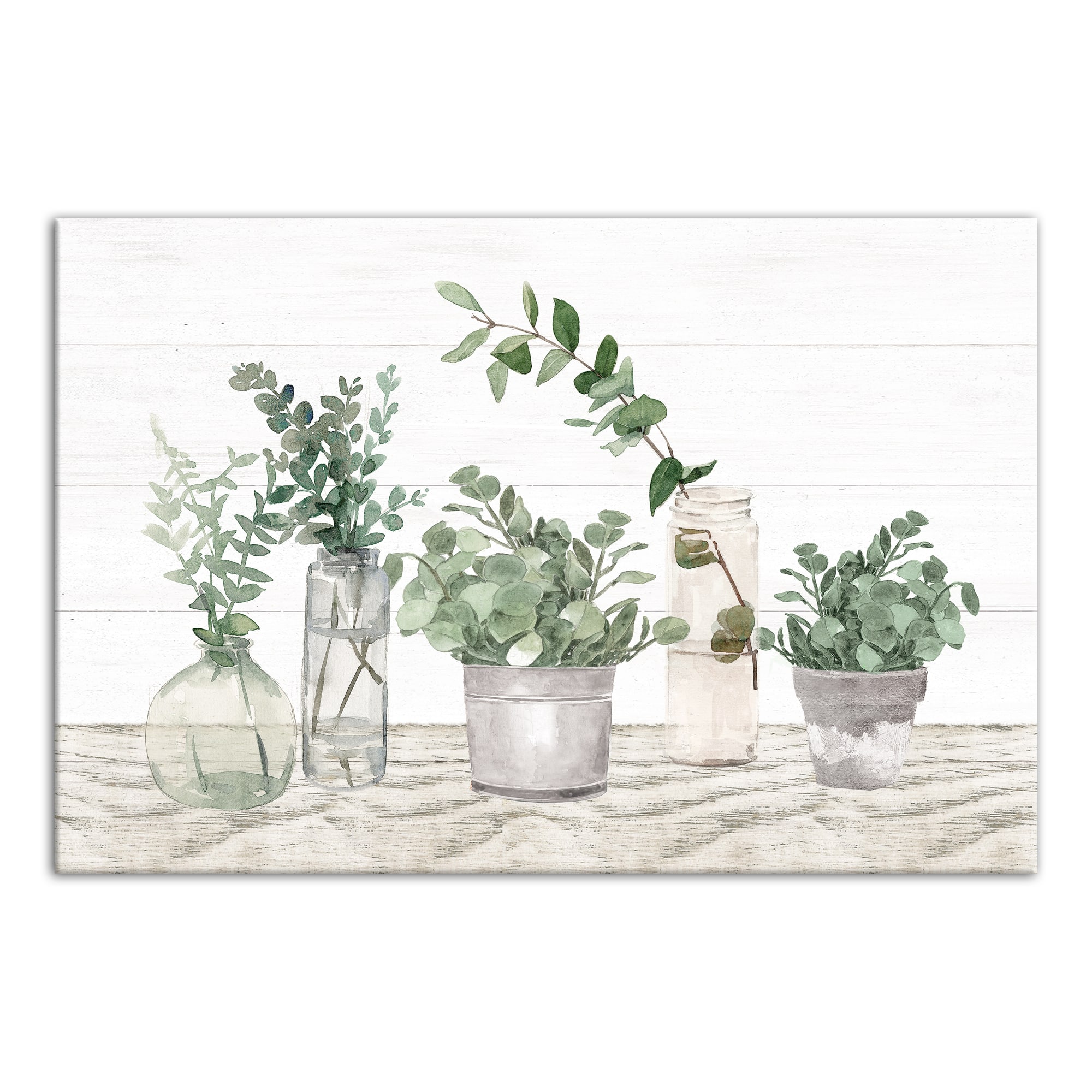 Glass Pots With Plants 36&#x22; x 24&#x22; Canvas Wall Art