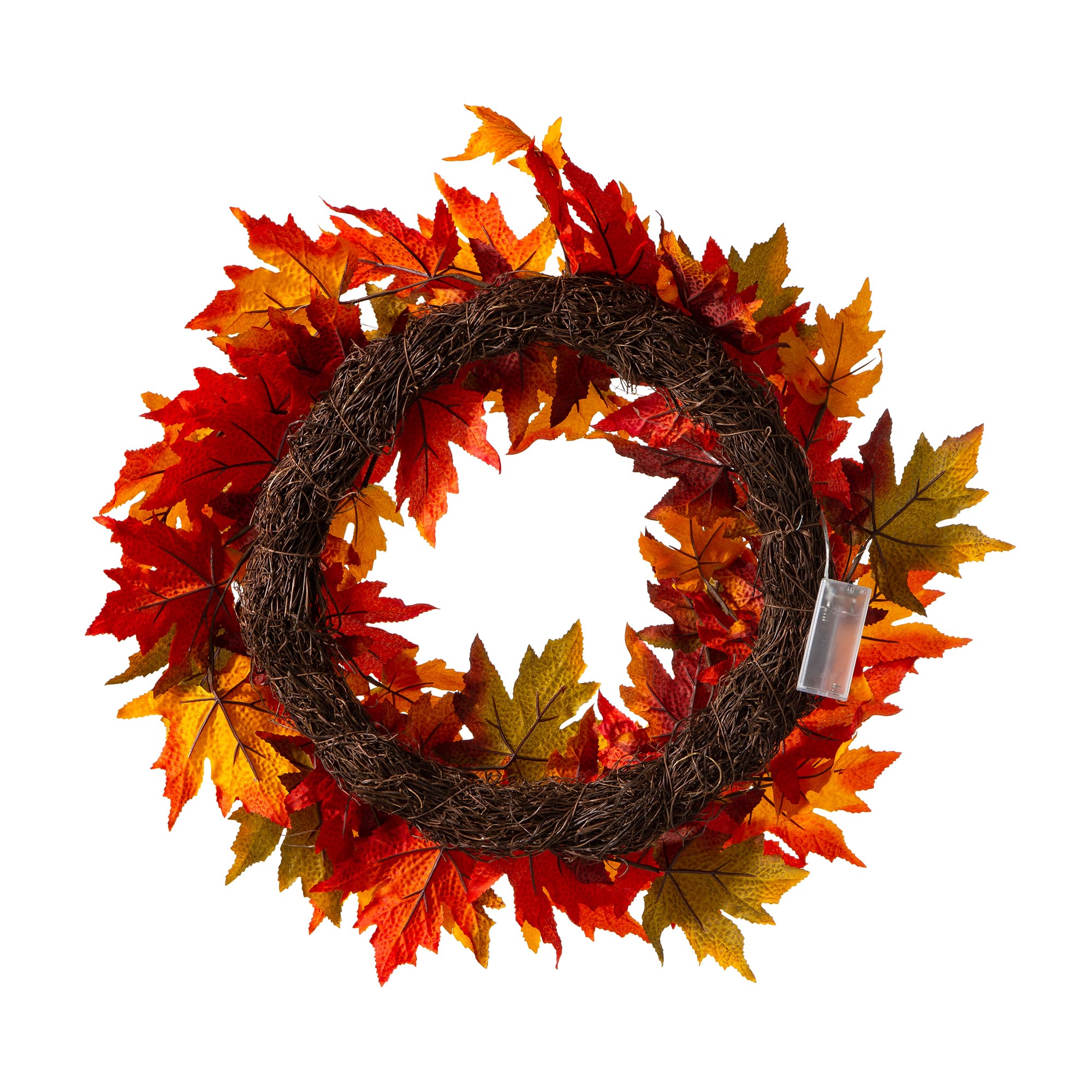 Glitzhome&#xAE; 24&#x22; Fall Lighted Maple Leaves Wreath