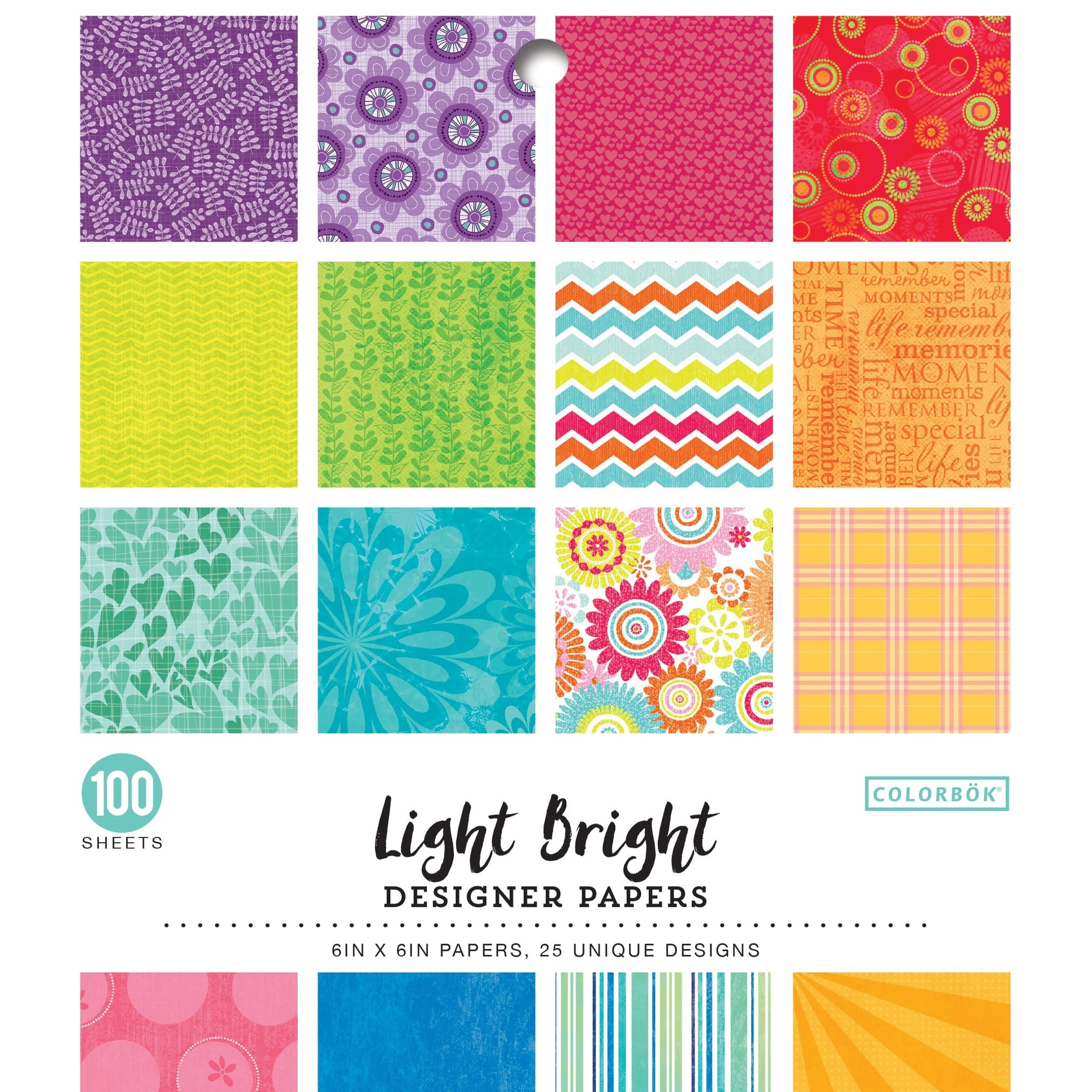 2 NEW Colorbok Designer Paper for Scrapbooking Light Bright & Mod
