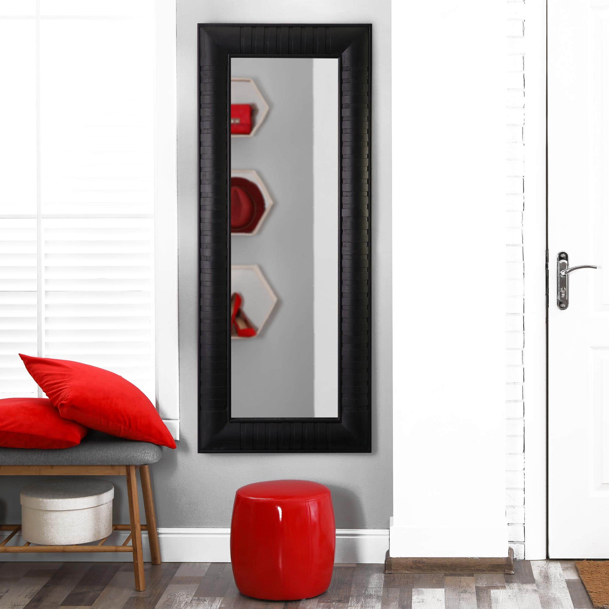 Head West 58&#x22; Black Wood Framed Full Length Wall Leaner Mirror