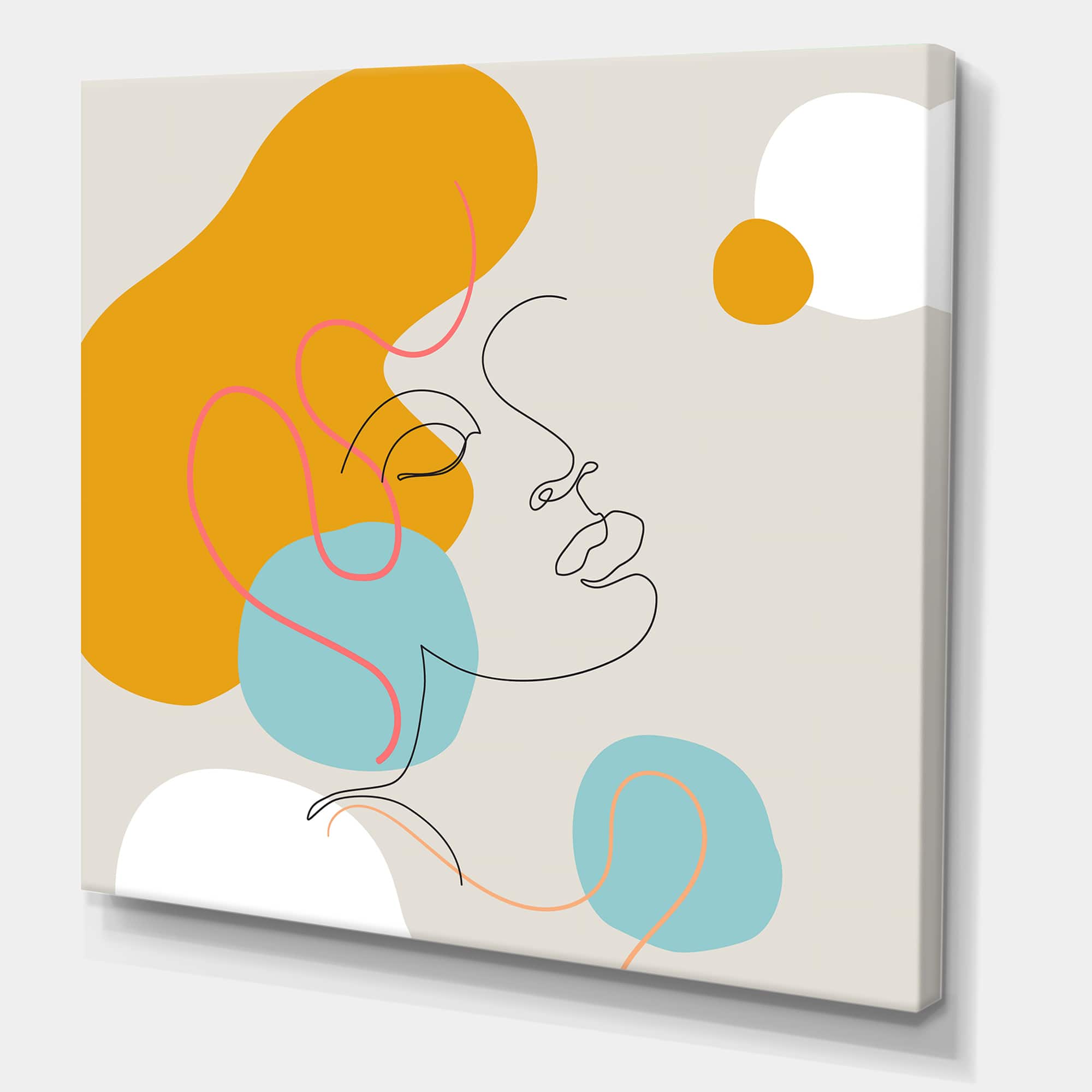 Designart - Minimal One Line Portrait of Female Face I - Modern Canvas Wall Art Print