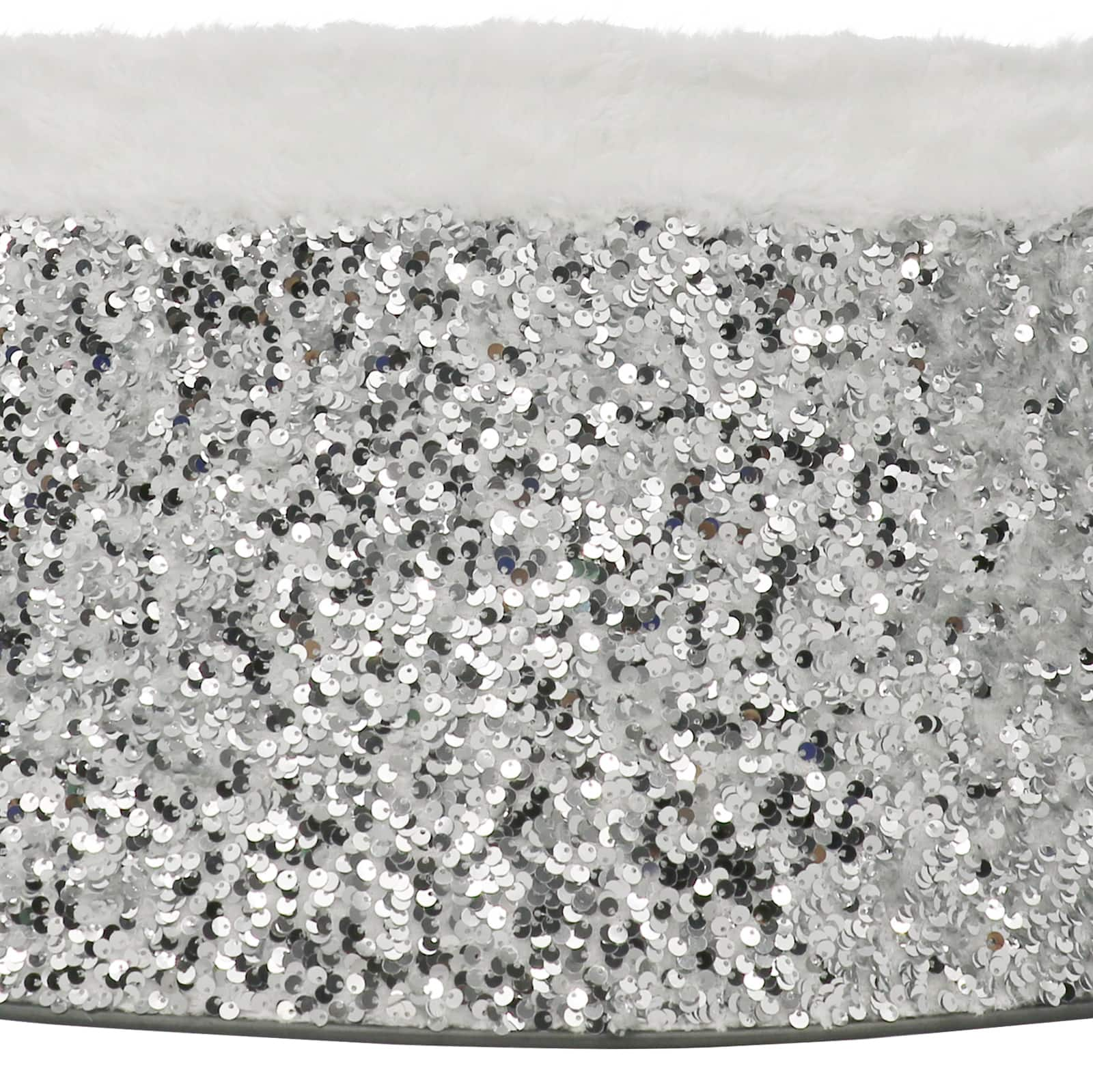 27&#x22; Silver Sequins &#x26; Faux Fur Tree Collar by Ashland&#xAE;