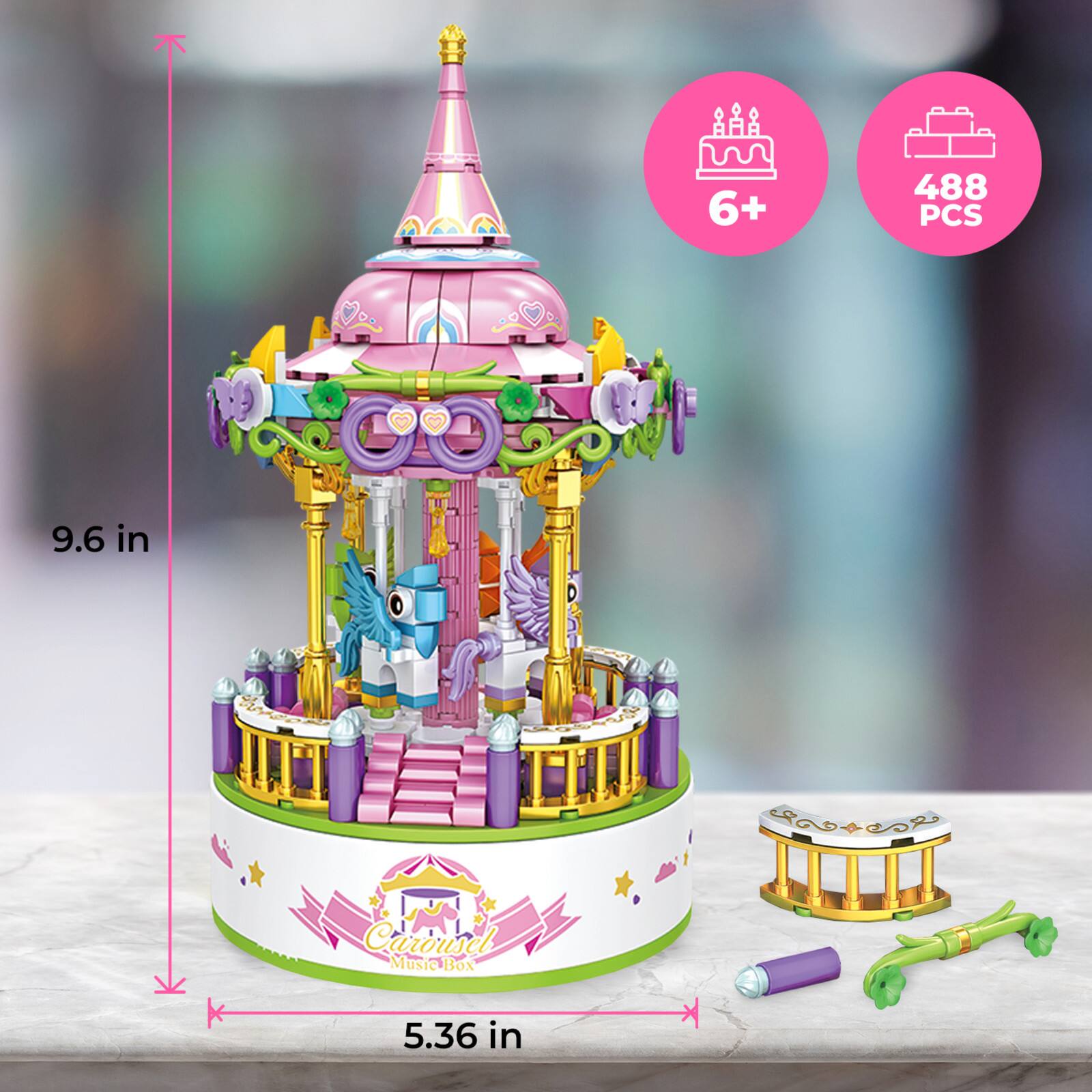 Contixo BK02 Carousel Building Block with Music Box Set