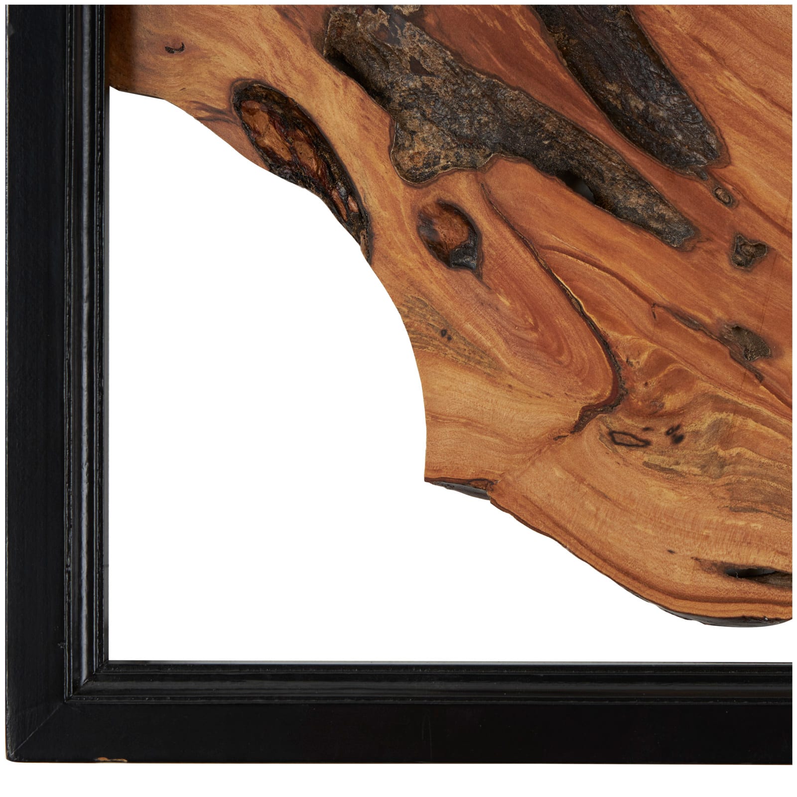 Abstract Handmade Live Edge Wood Slab Wall Décor with Black Frame