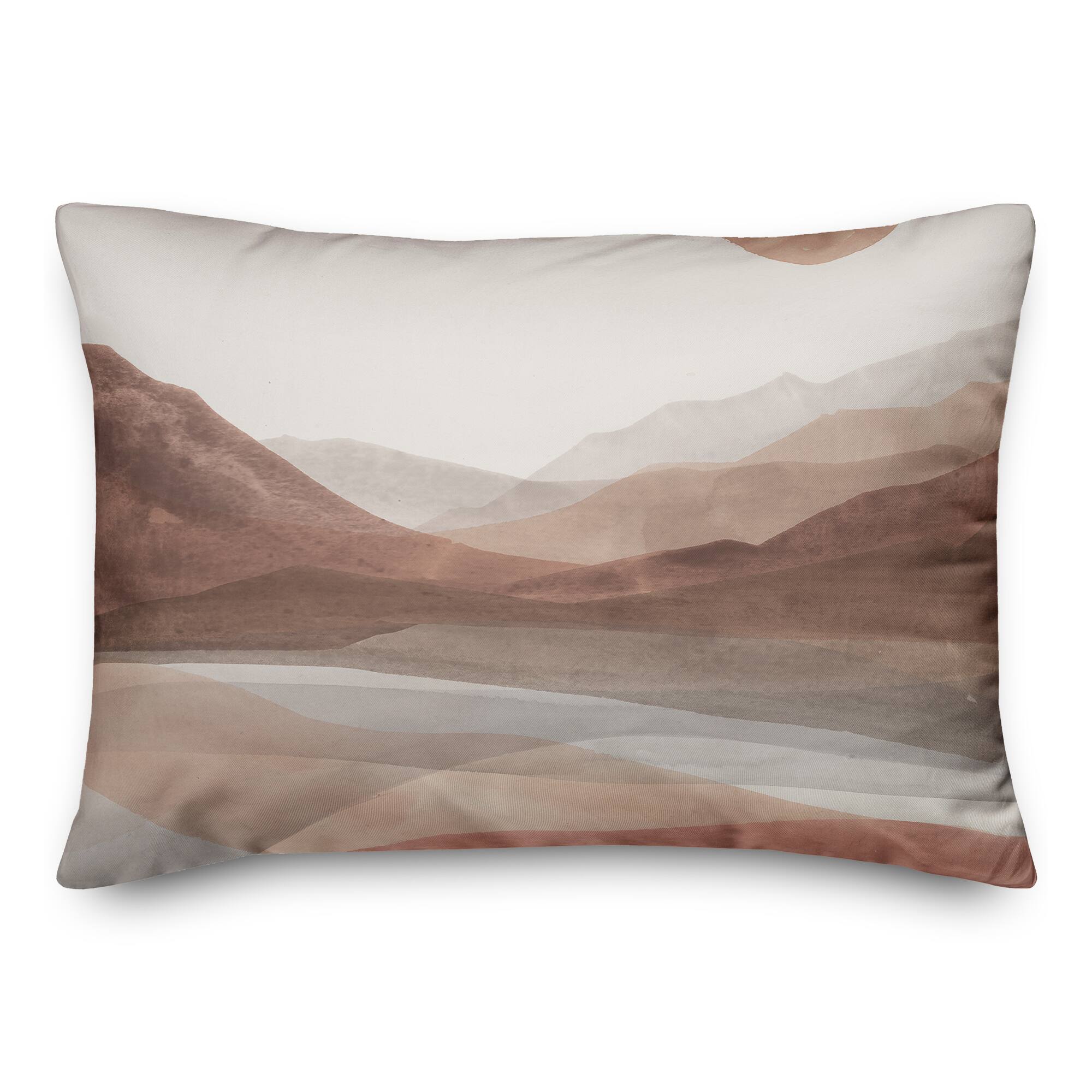 Mauve Boho Abstracted Landscape Indoor & Outdoor Throw Pillow