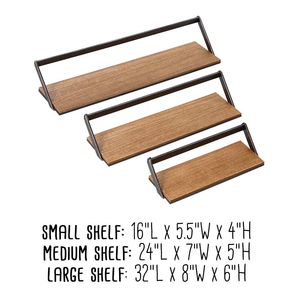 Honey Can Do Floating Decorative Metal & Wood Wall Shelves, 3ct.