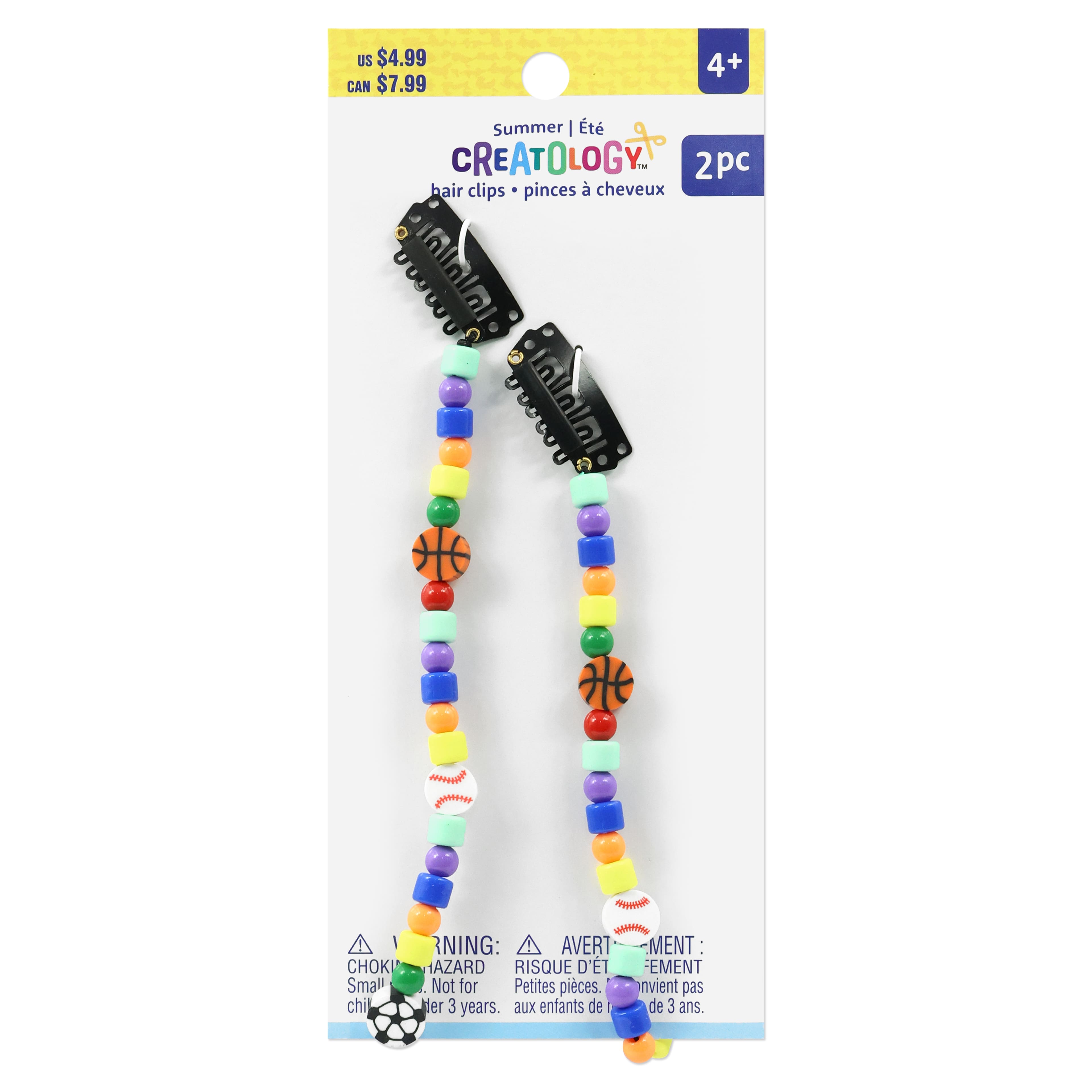 Summer Sports Bead Snap-In Hair Clips by Creatology&#x2122;, 2ct.