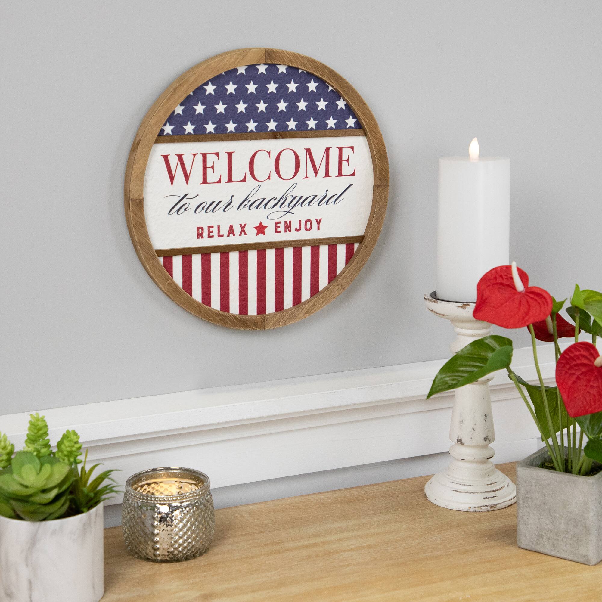 11.75&#x22; Welcome to Our Backyard Americana Framed Wall Sign