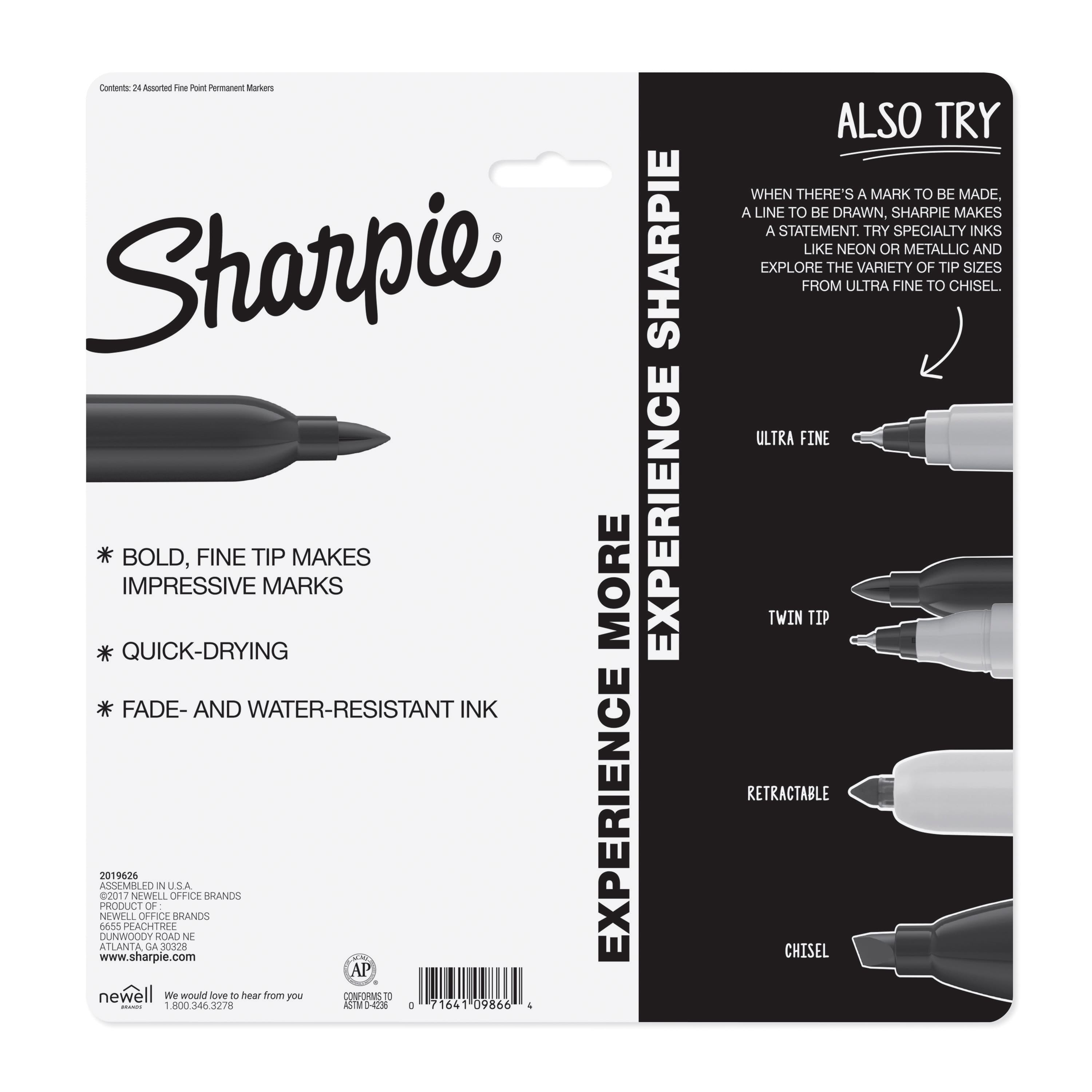 Sharpie eXtreme Permanent Markers, Fine Tip, Black, 4/Pack