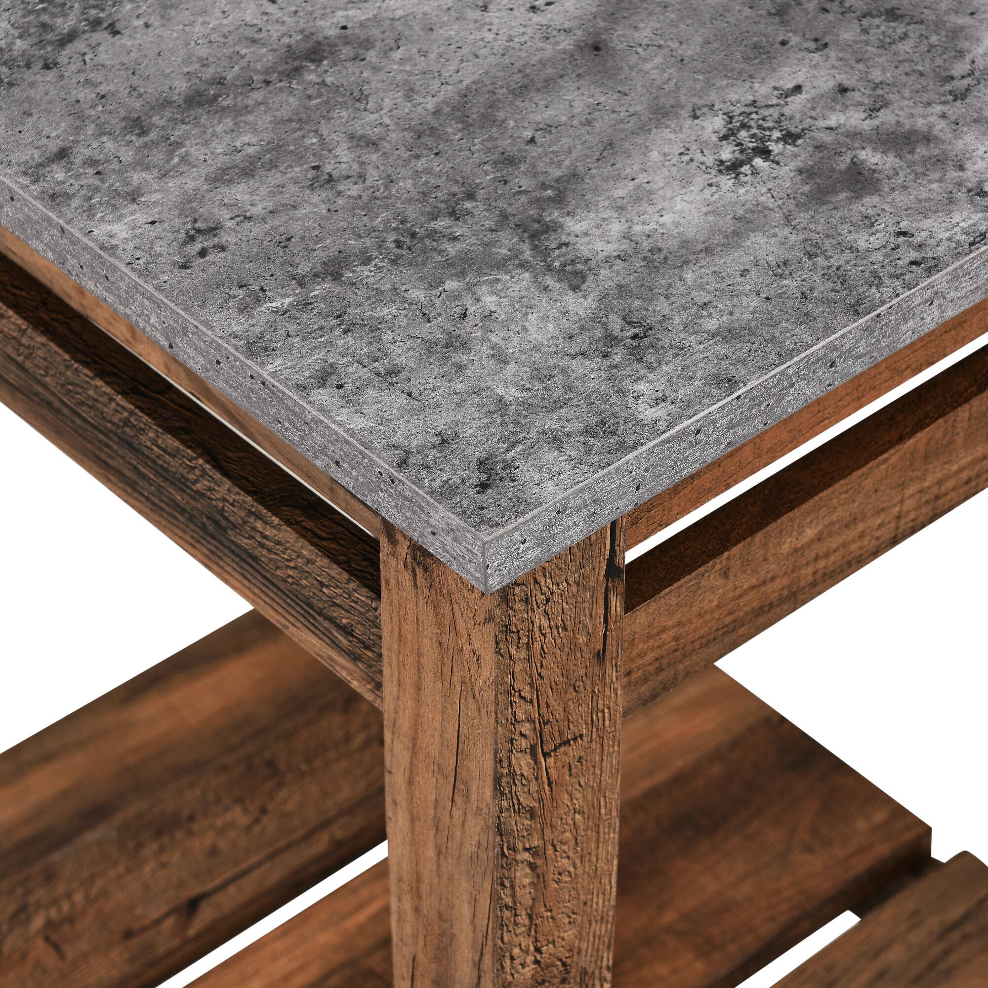 Walker Edison 18&#x22; Dark Concrete &#x26; Reclaimed Barnwood Farmhouse Trim Side Table