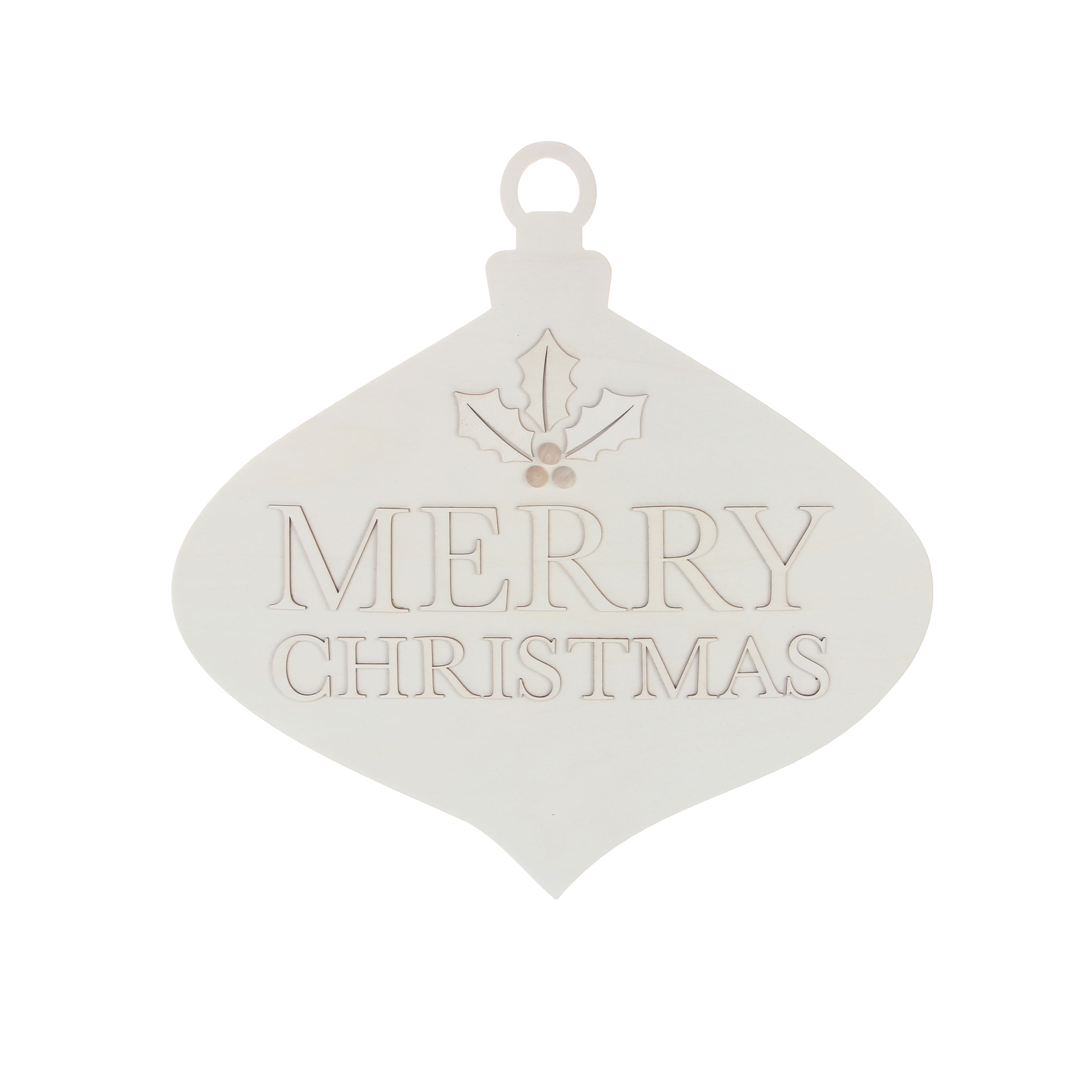 Merry Christmas Ornament - Raw Wood Merry Christmas Ornament - Raw Wood