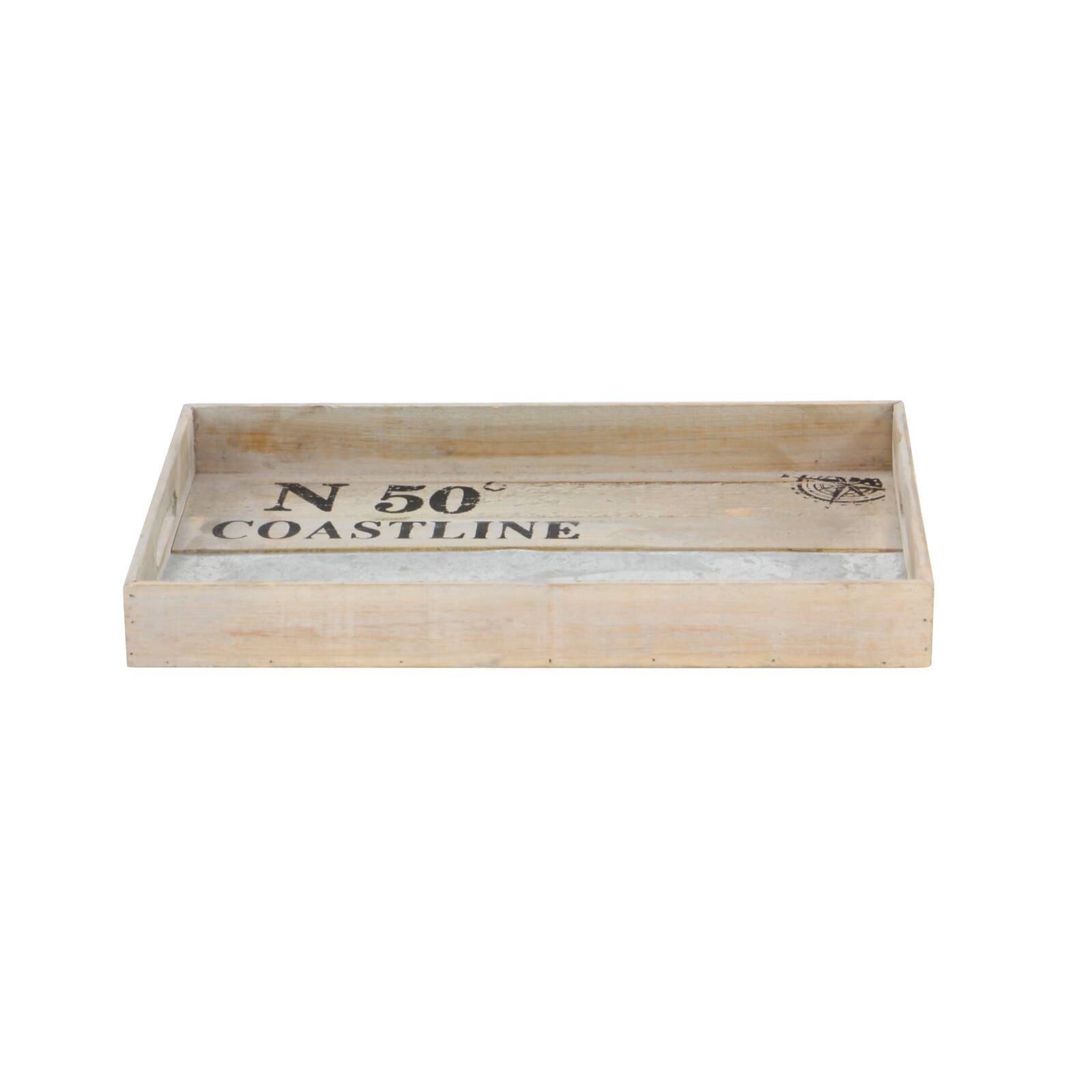 Brown Wood Coastal Tray Set