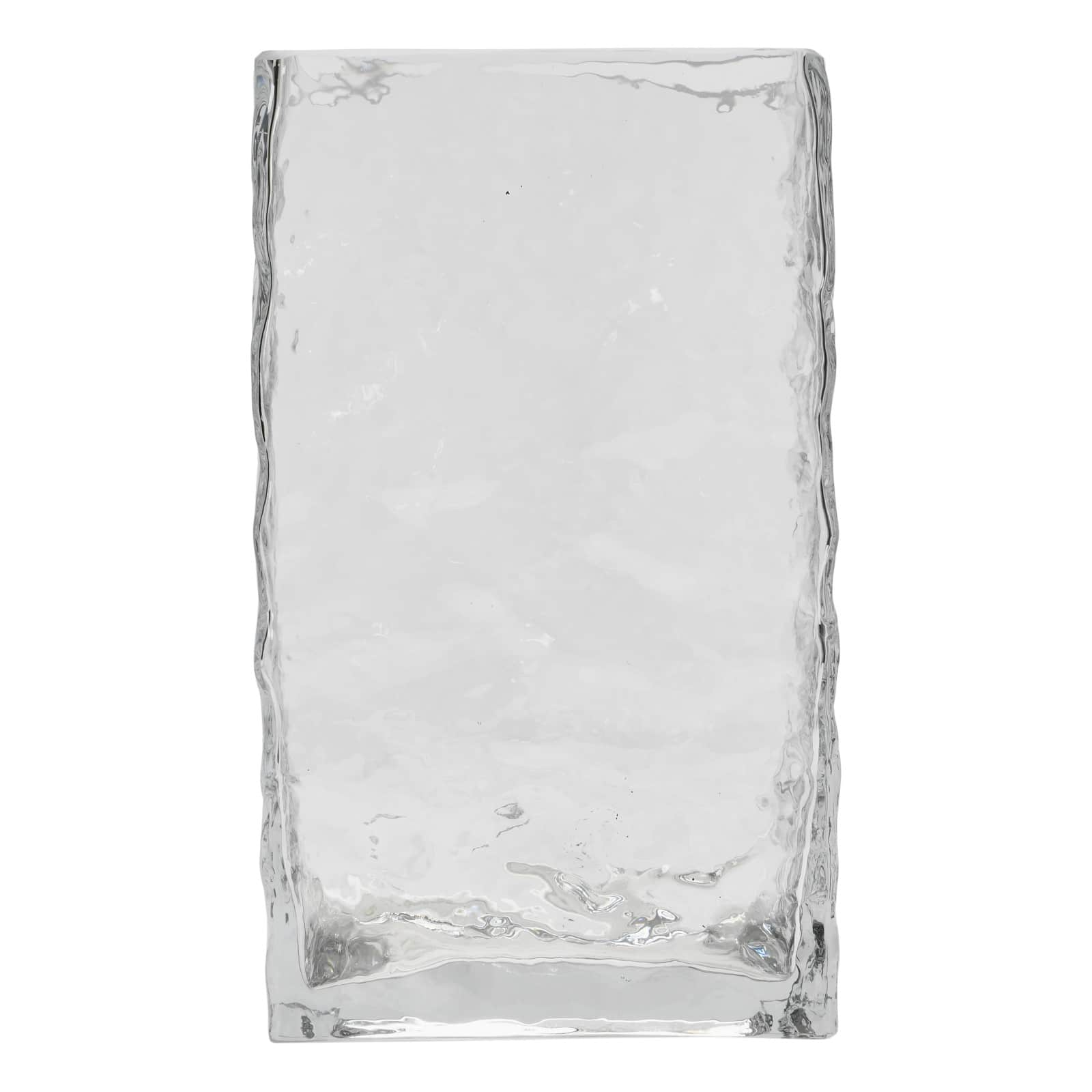 Hello Honey® 8" Clear Rectangular Hammered Glass Vase
