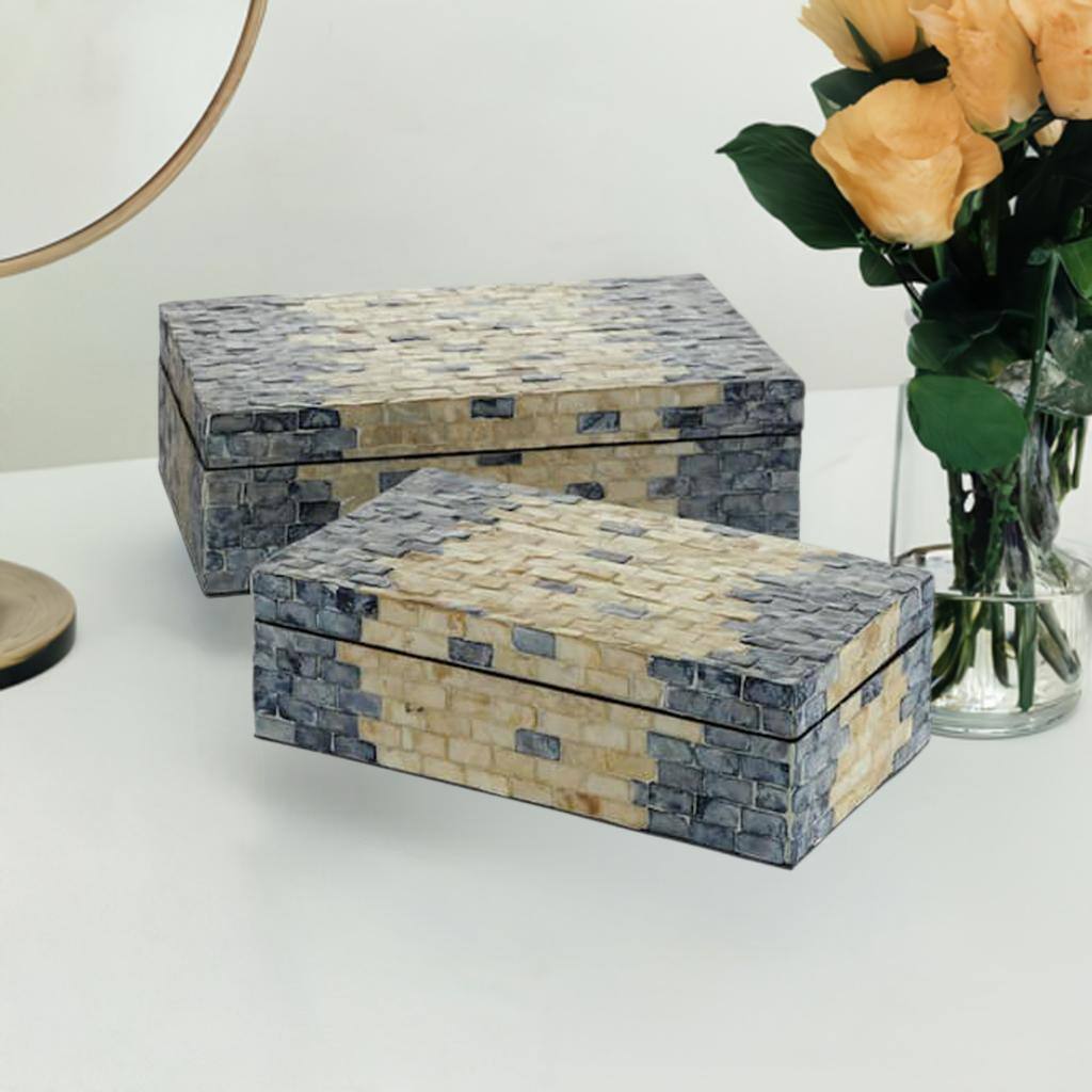 Tan &#x26; Blue Wood Coastal Box Set