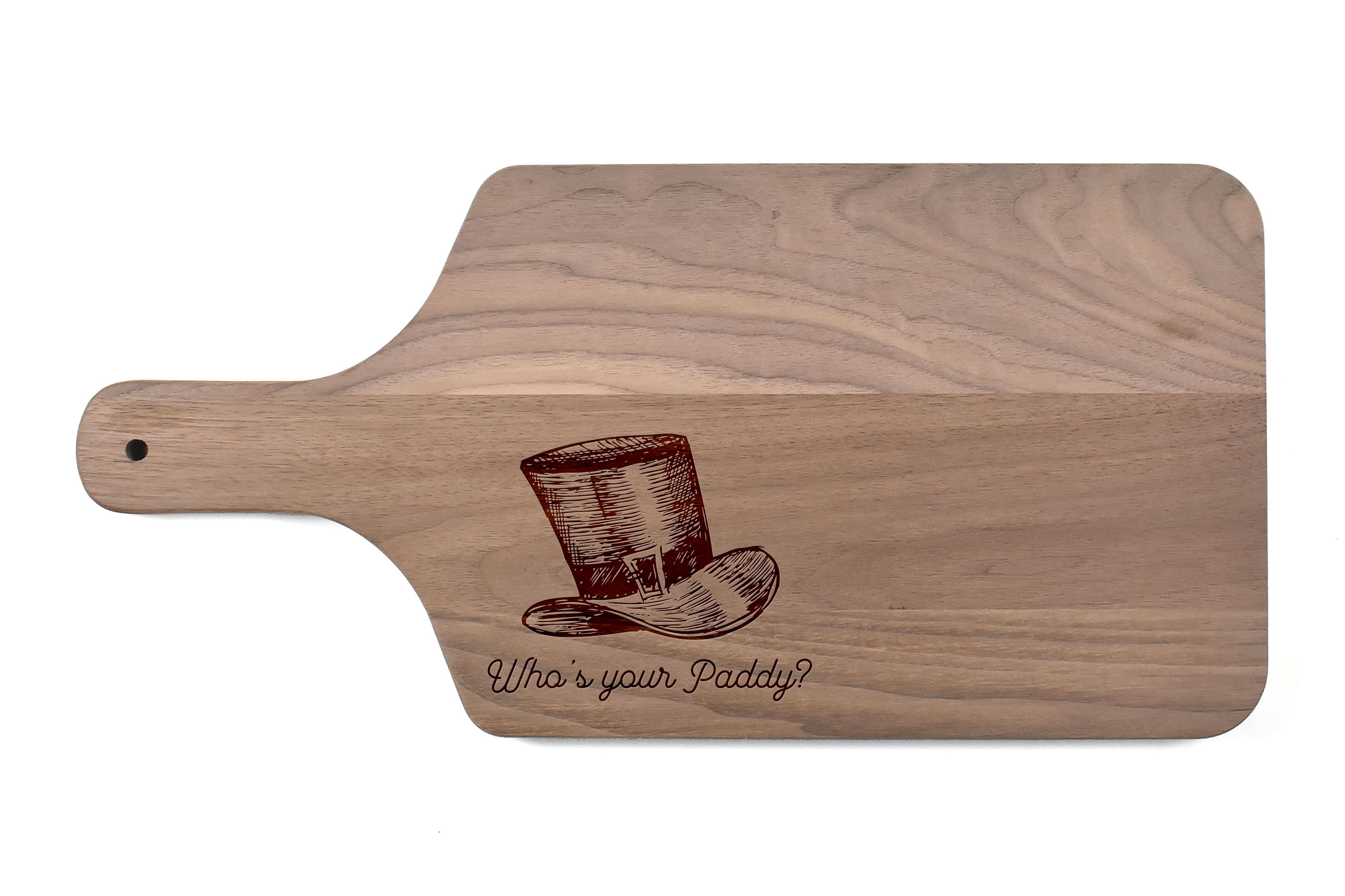 Who&#x27;s Your Paddy Walnut Paddle Cutting Board