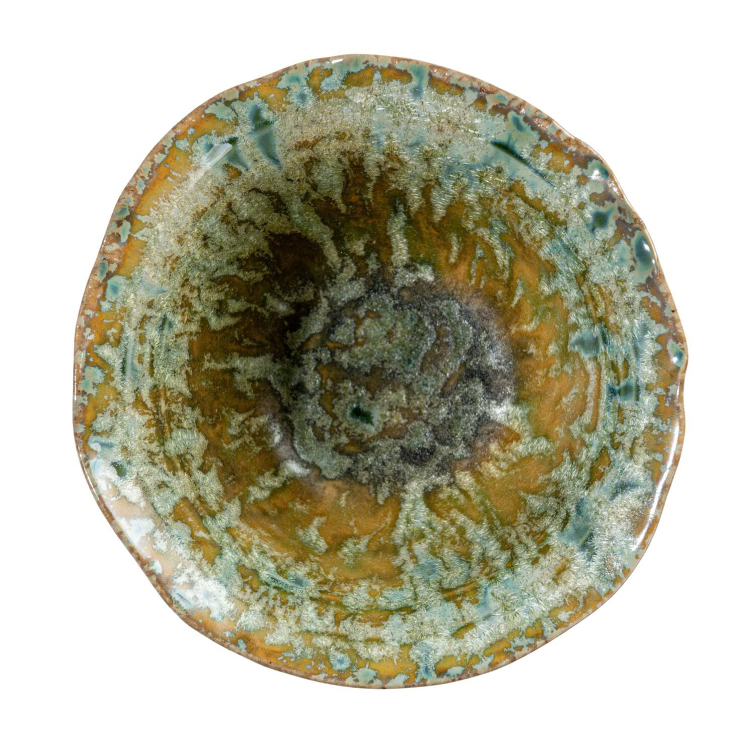 Hello Honey® 5" Teal Round Stoneware Bowl with Reactive Crackle Glaze, 4ct.