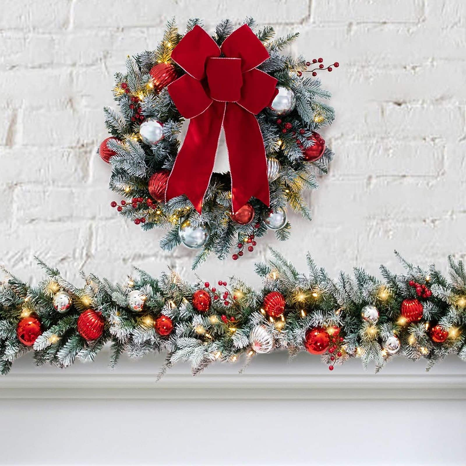 Haute Decor 24&#x22; White LED Frosted Wreath 