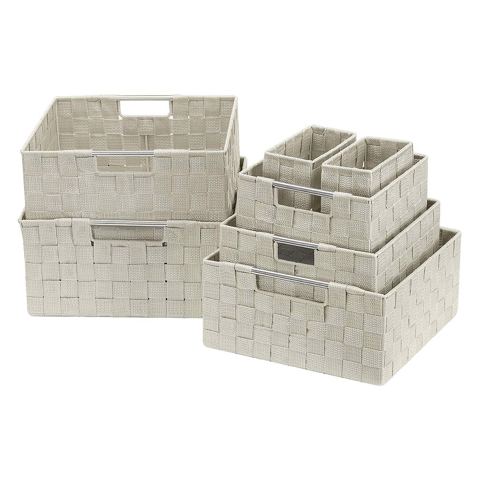 Sorbus 7-Piece Stackable Tote Basket Set with Handles