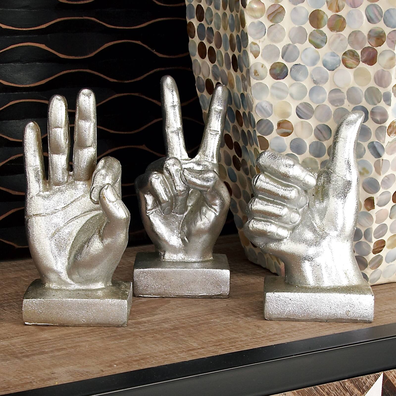 CosmoLiving by Cosmopolitan Silver Hand Sculpture Set