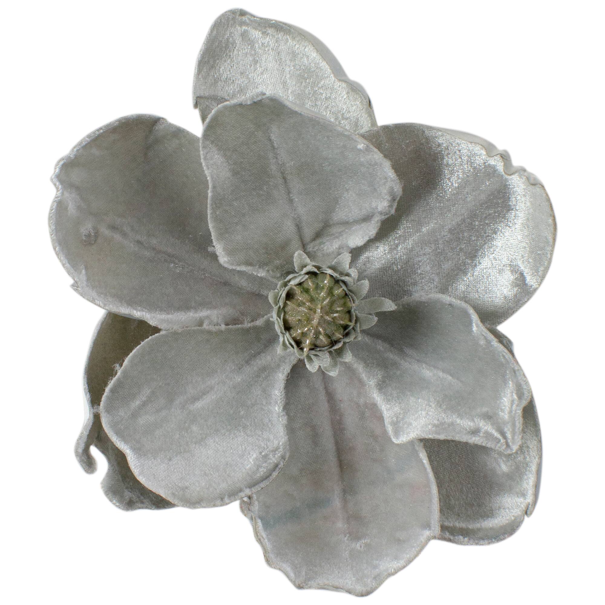 7&#x22; Gray Magnolia Clip-On Christmas Ornament