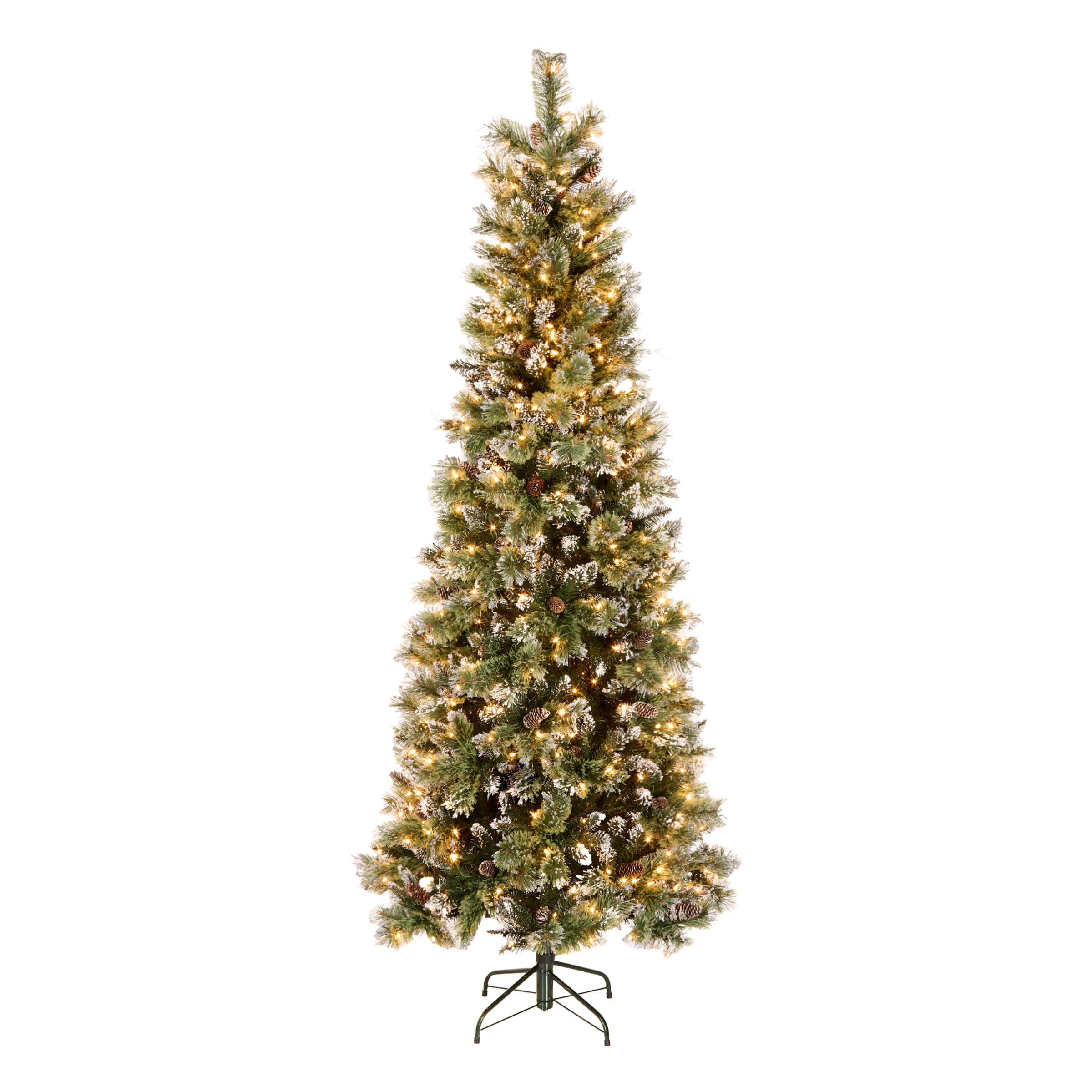 7.5ft. Pre-Lit Glittery Bristle® Slim Pine Artificial Christmas Tree, Clear Lights
