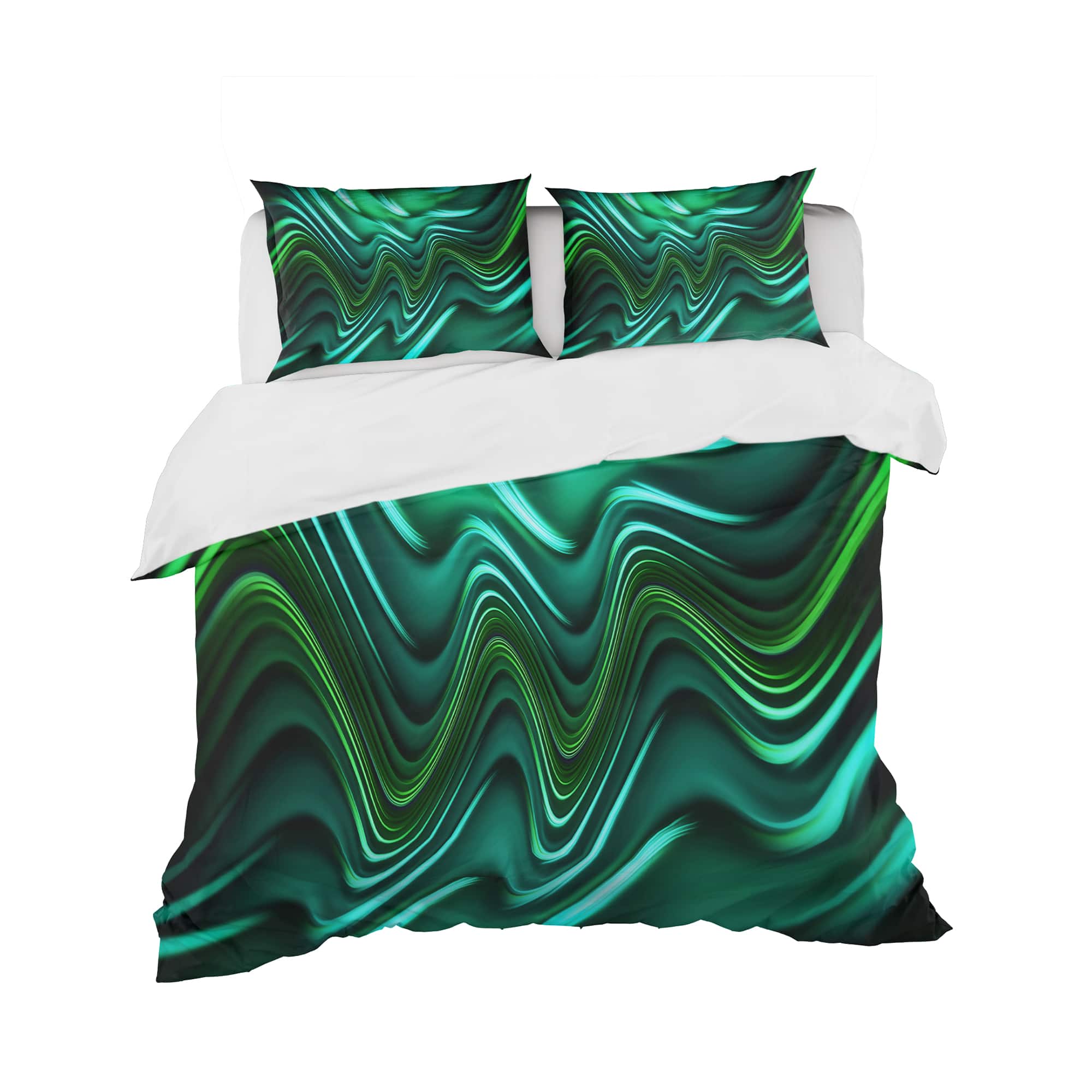 Designart &#x27;Emerald Energy Green Abstract&#x27; Modern &#x26; Contemporary Bedding Set - Duvet Cover &#x26; Shams