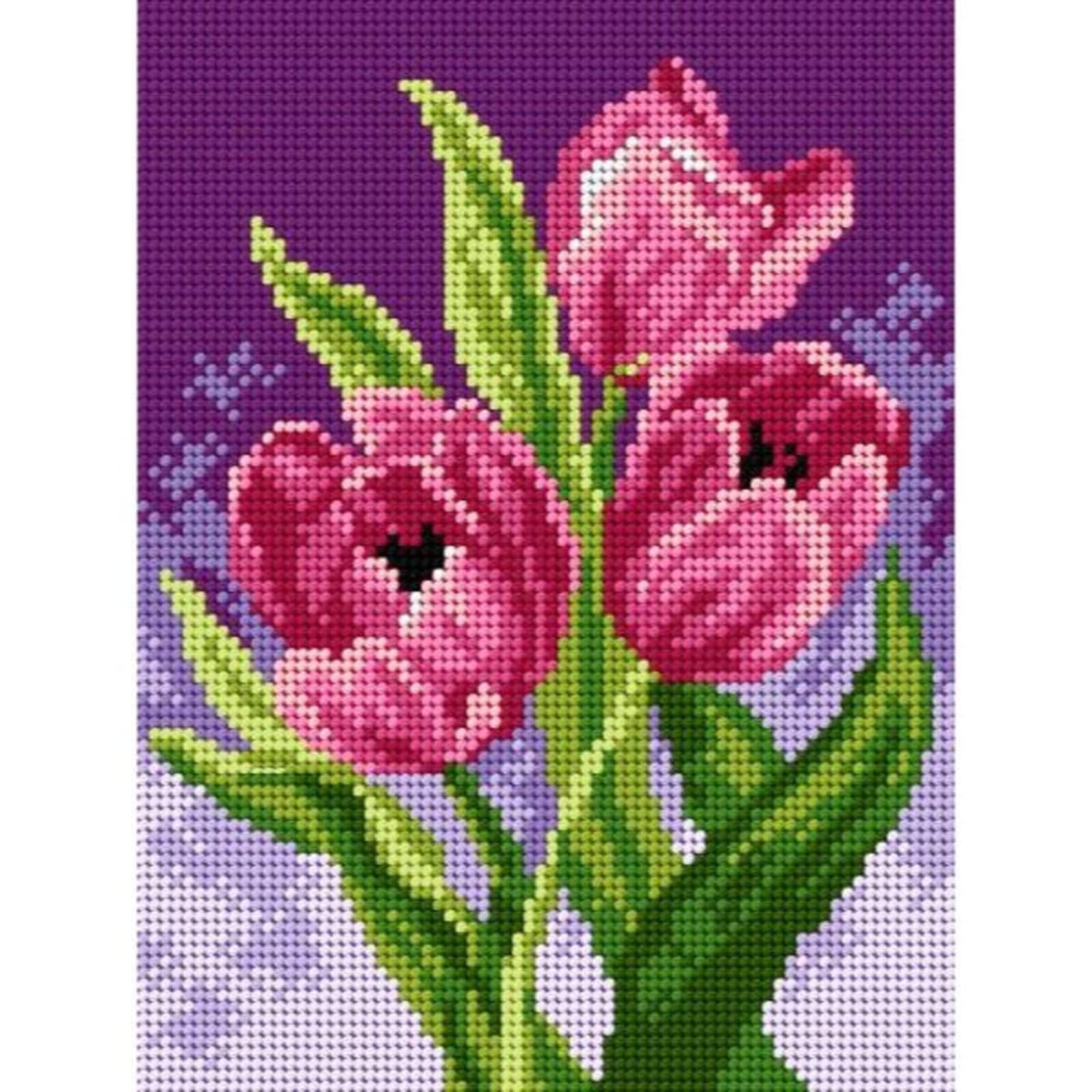 Orchidea Needlepoint Canvas For Halfstitch Without Yarn Tulip - Printed Tapestry Canvas