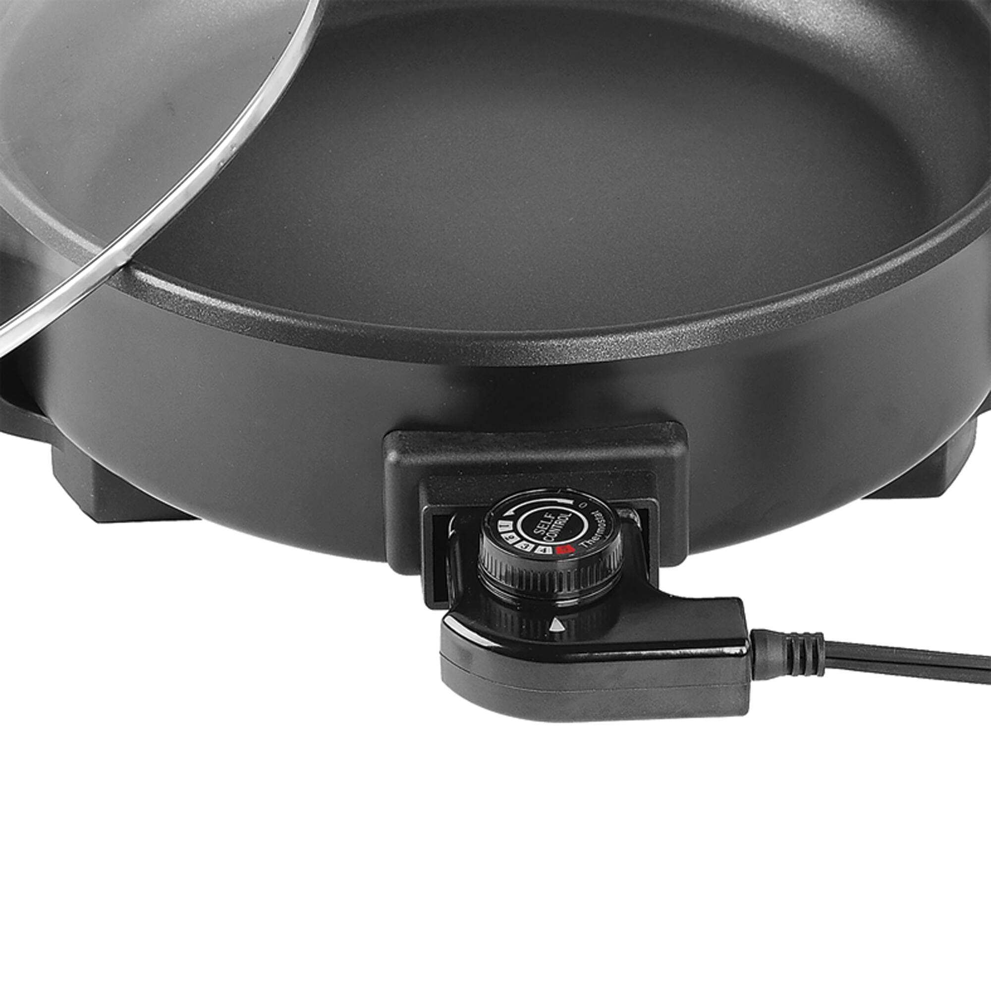 Brentwood 12" Round Black Nonstick Electric Skillet with Vented Glass Lid