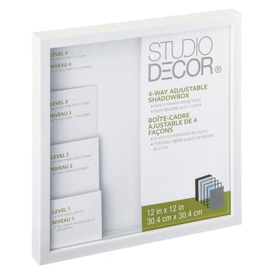 White Adjustable-Depth Shadow Box, 12" x 12" By Studio Décor® image