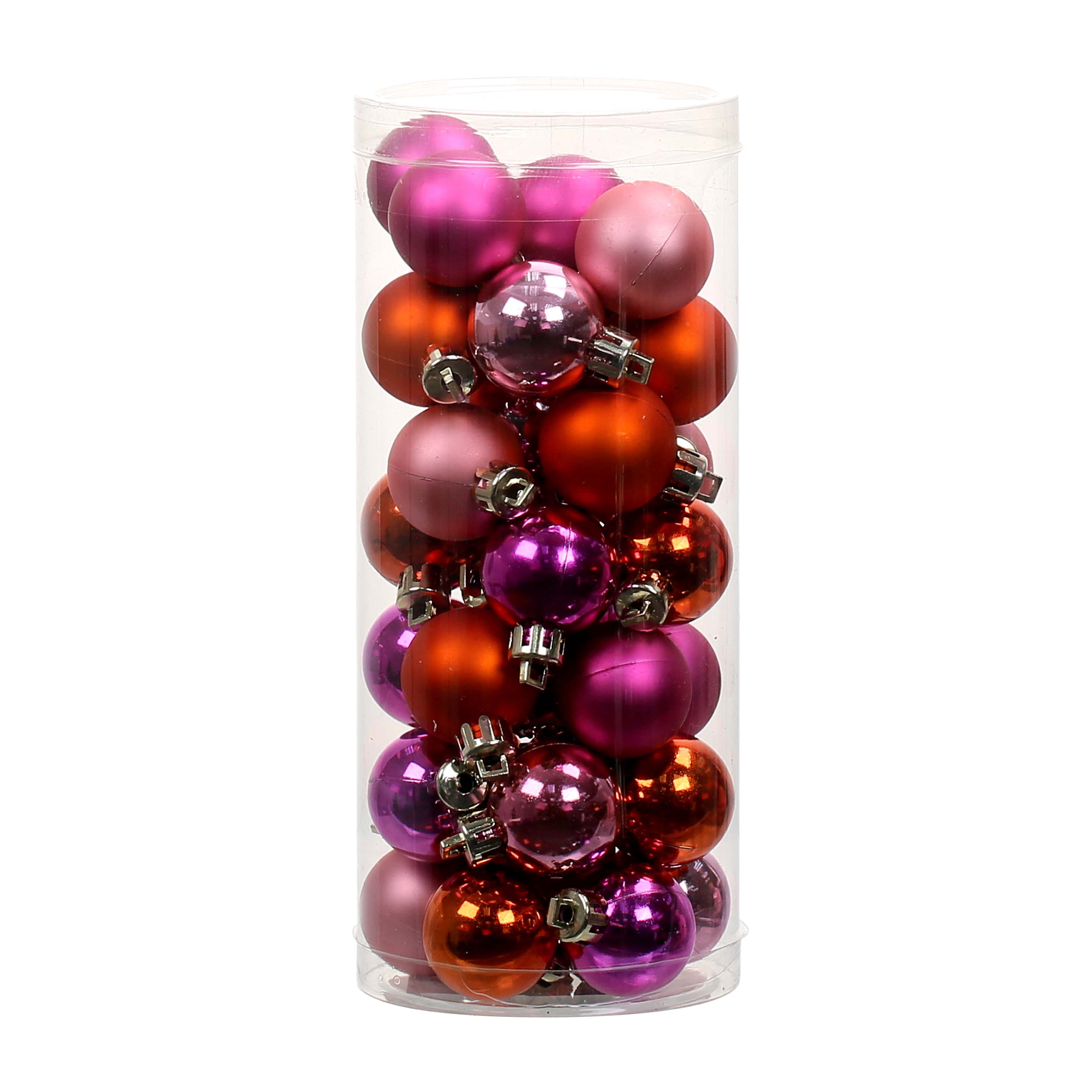 Paquet de 34 boules de No&#xEB;l d&#xE9;coratives roses et orange de 30 mm d&#x27;Ashland