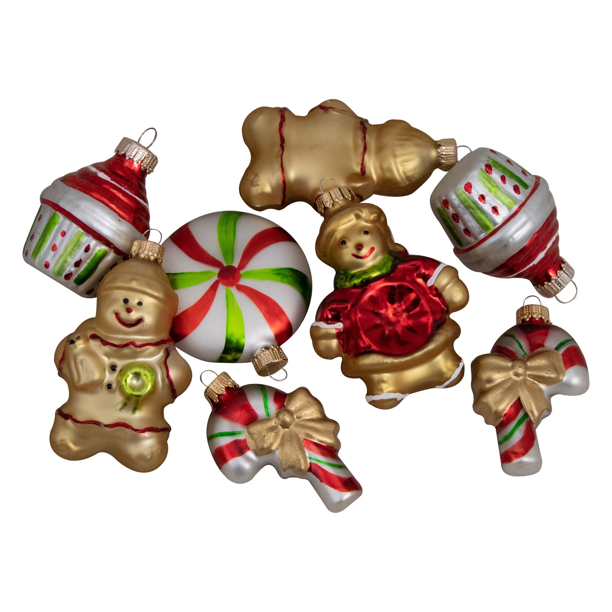 8ct. 3" Gingerbread Men & Sweet Treats Glass Ornaments
