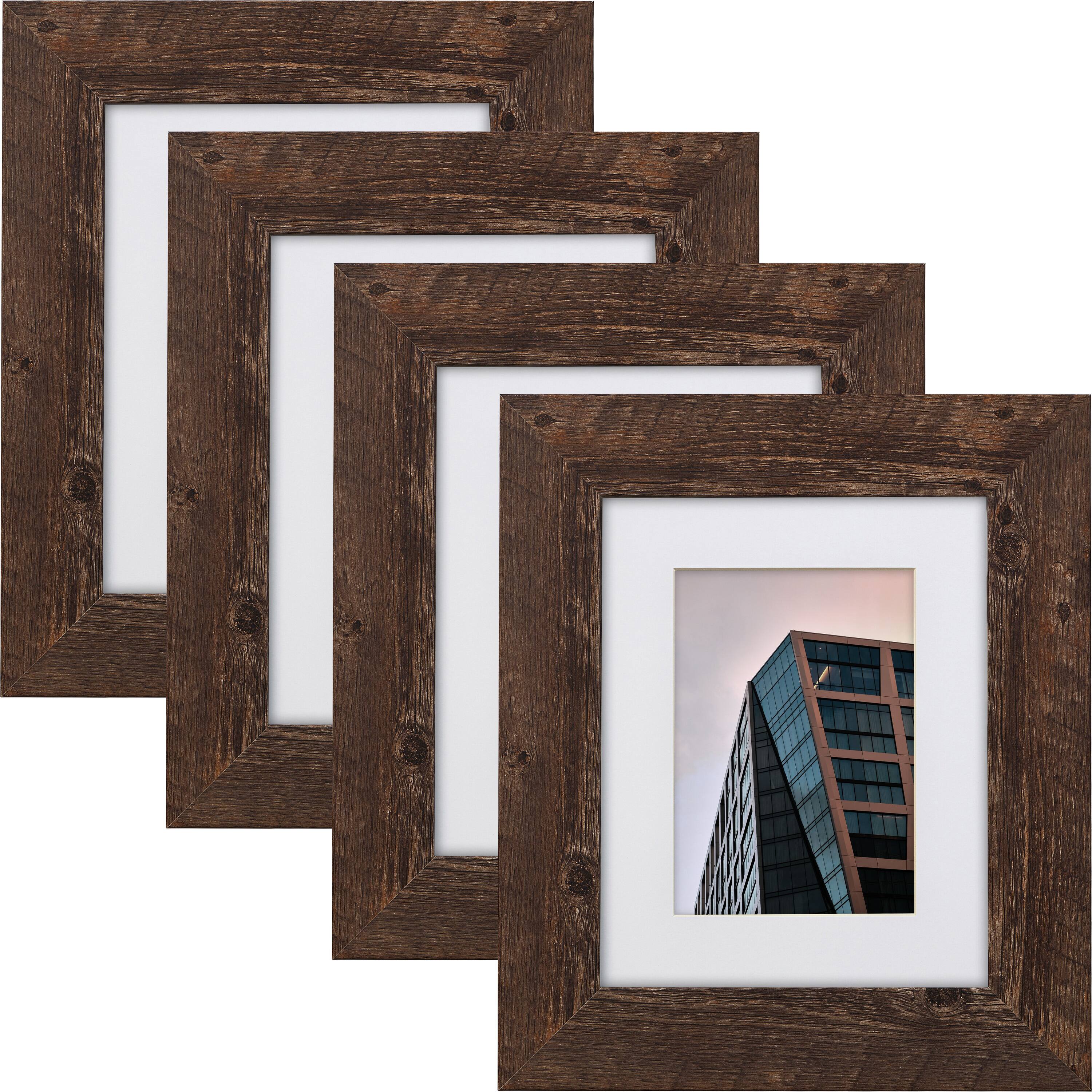 Craig Frames 4 Pack: American Barn Brown Oak Picture Frame with Mat