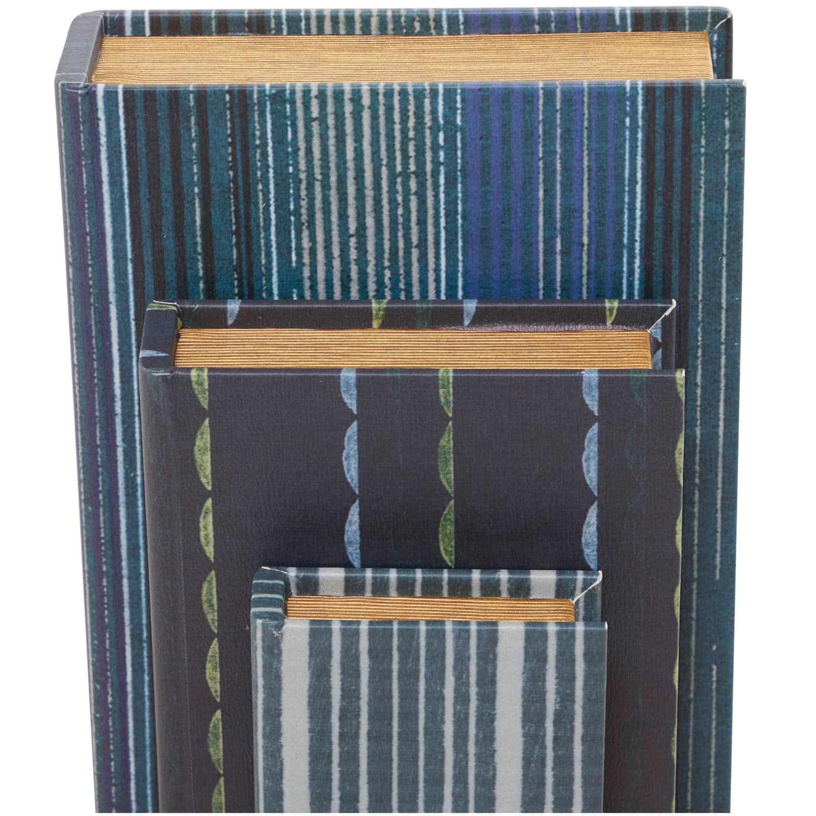 Gray & Blue Stripe Faux Leather Faux Book Box Set
