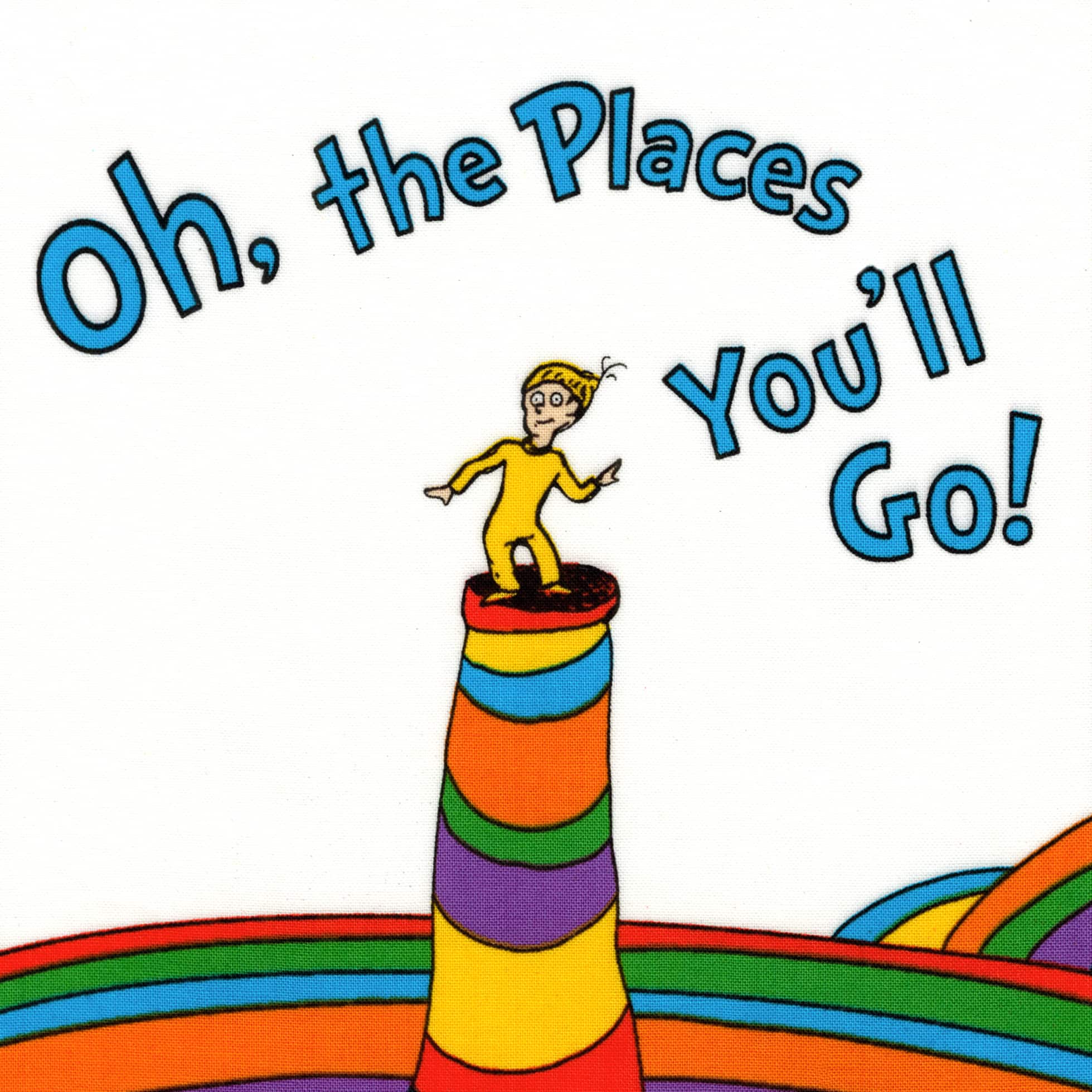 Dr. Seuss&#x2122; Oh the Places You&#x27;ll Go Book Panel Cotton Fabric