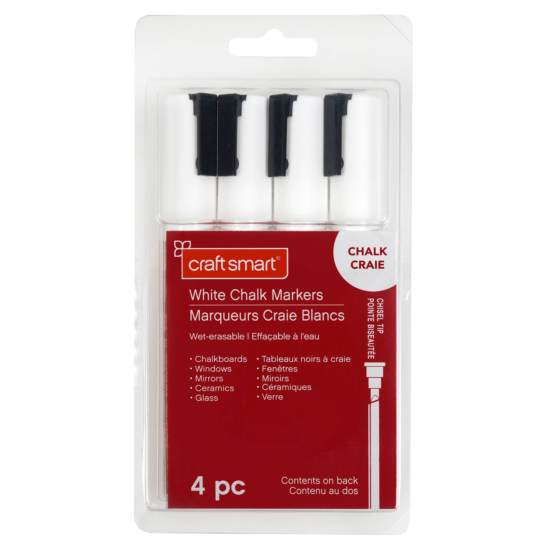 6 Packs: 4 ct. (24 total) White Chisel Tip Chalk Marker Set by Craft Smart&#xAE;