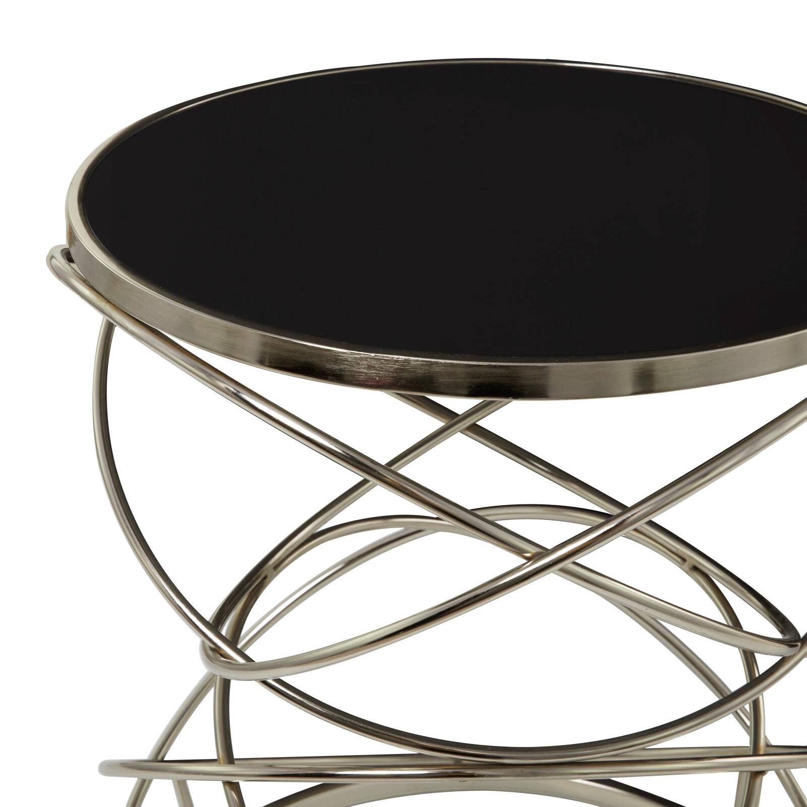 24&#x22; Open Ring Accent Table with Black Marble Top