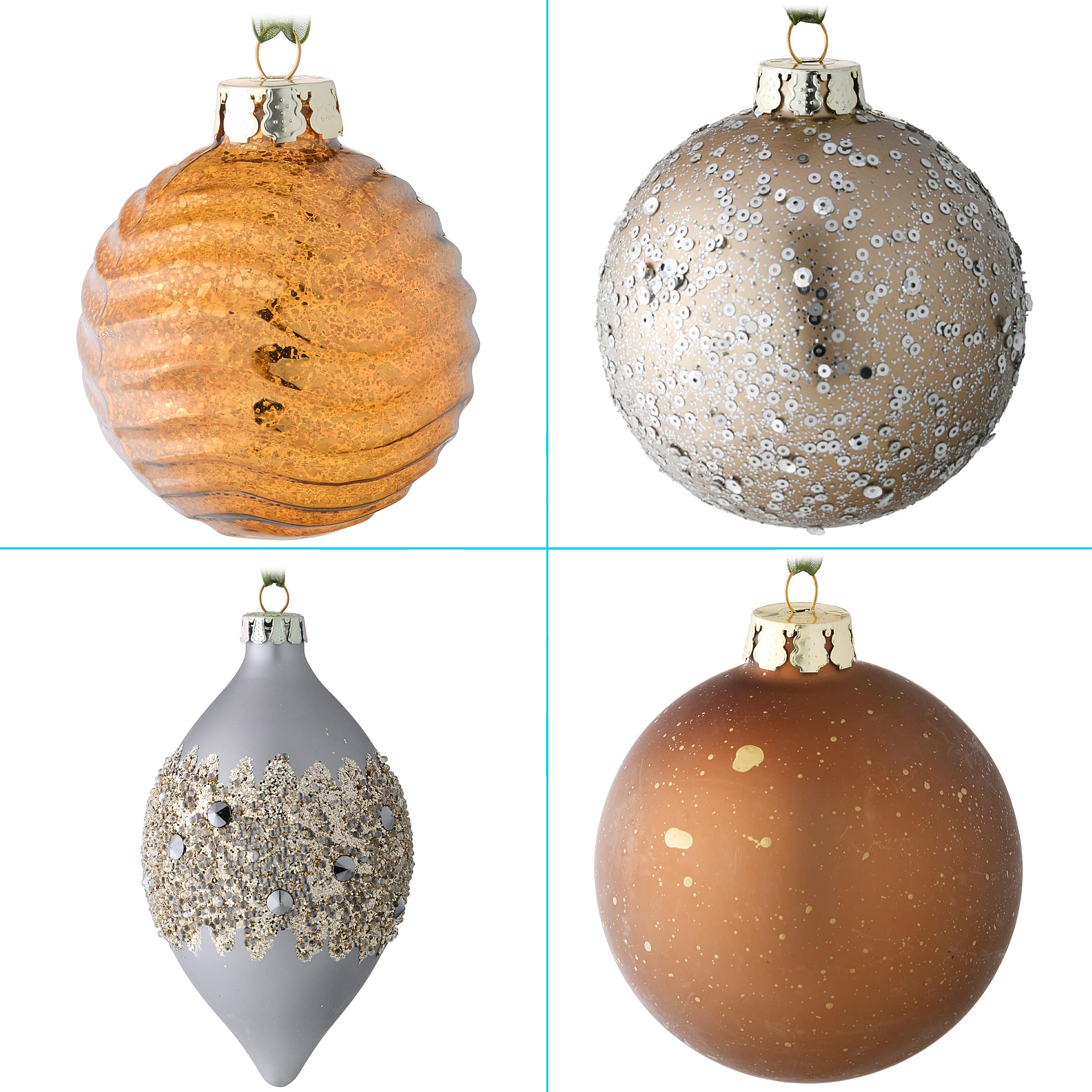 20ct. Yuletide Glam Collection Glass Ornaments